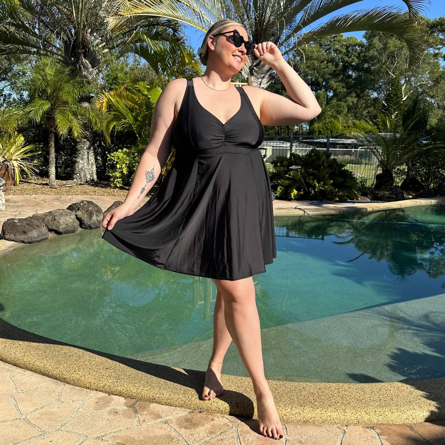 There Can Be Only One Swim Dress Black Snag US