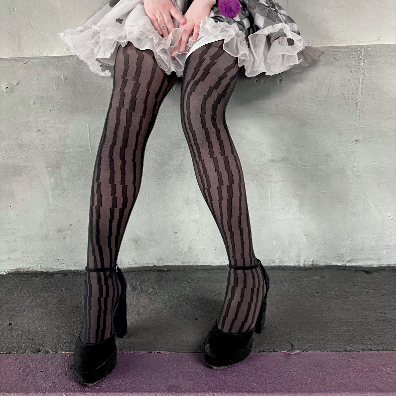 Hellbent Tights | Glitch Stripe Goth Tights | Snag – Snag US
