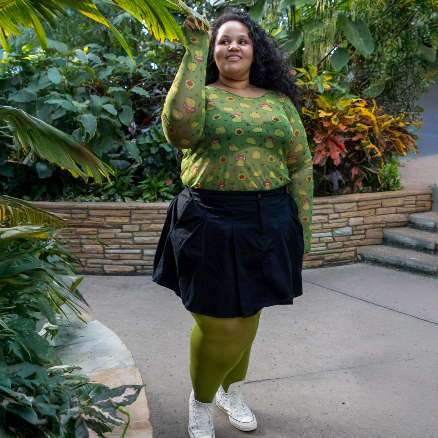 Hoppy Meadow Frog Print Mesh Top | Sheer Alternative Top | Sizes 0