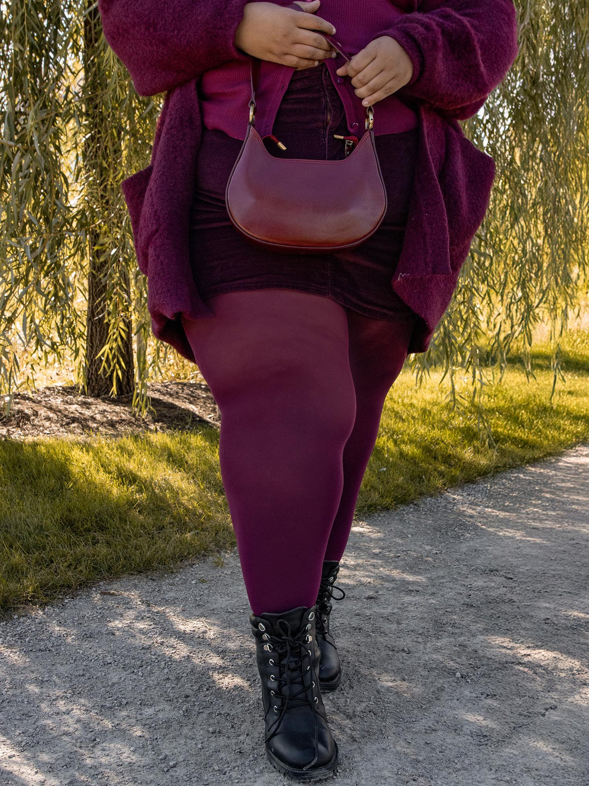 Super Opaque 120 Den Tights - Cherry