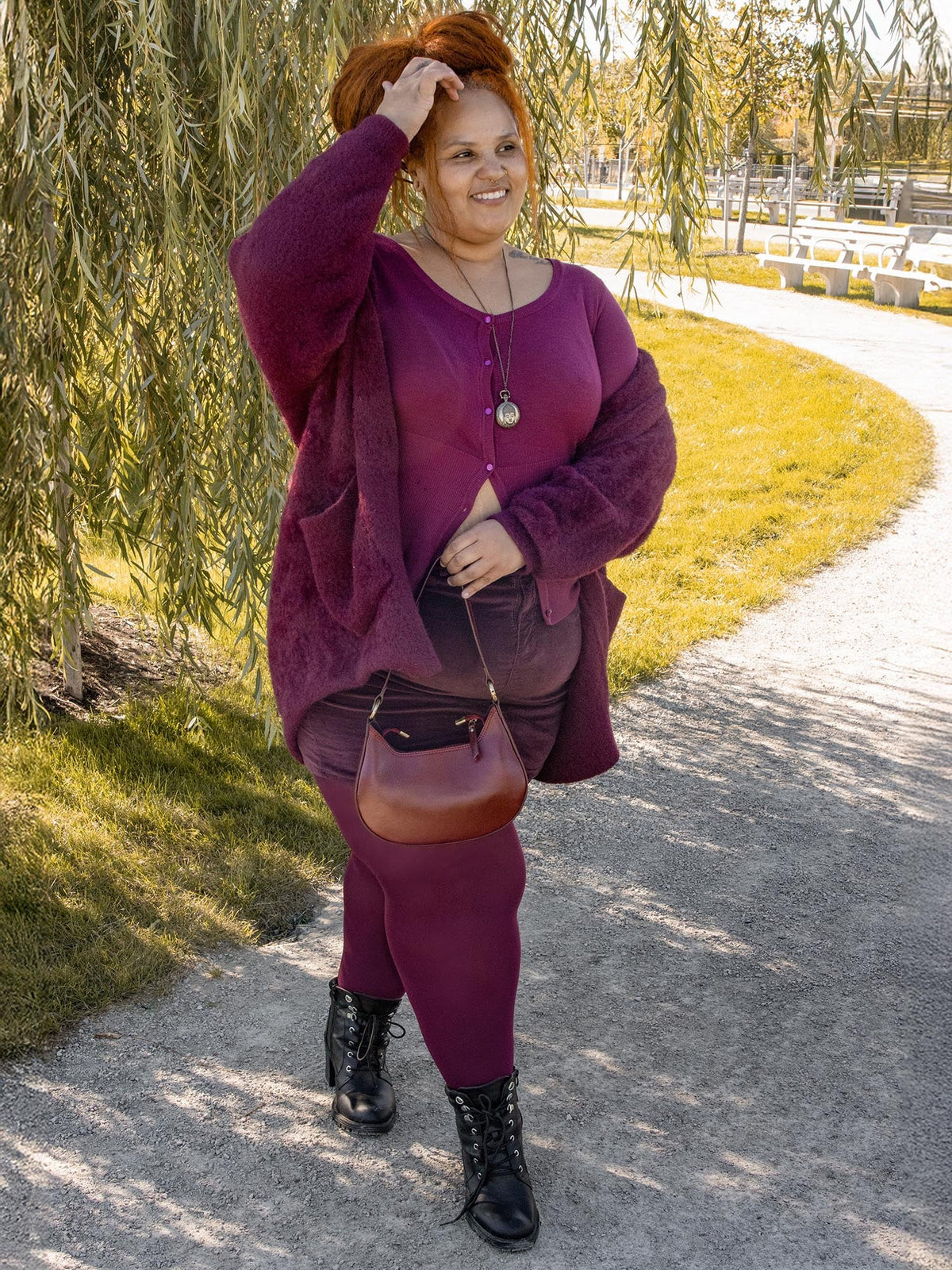 Super Opaque 120 Den Tights - Cherry