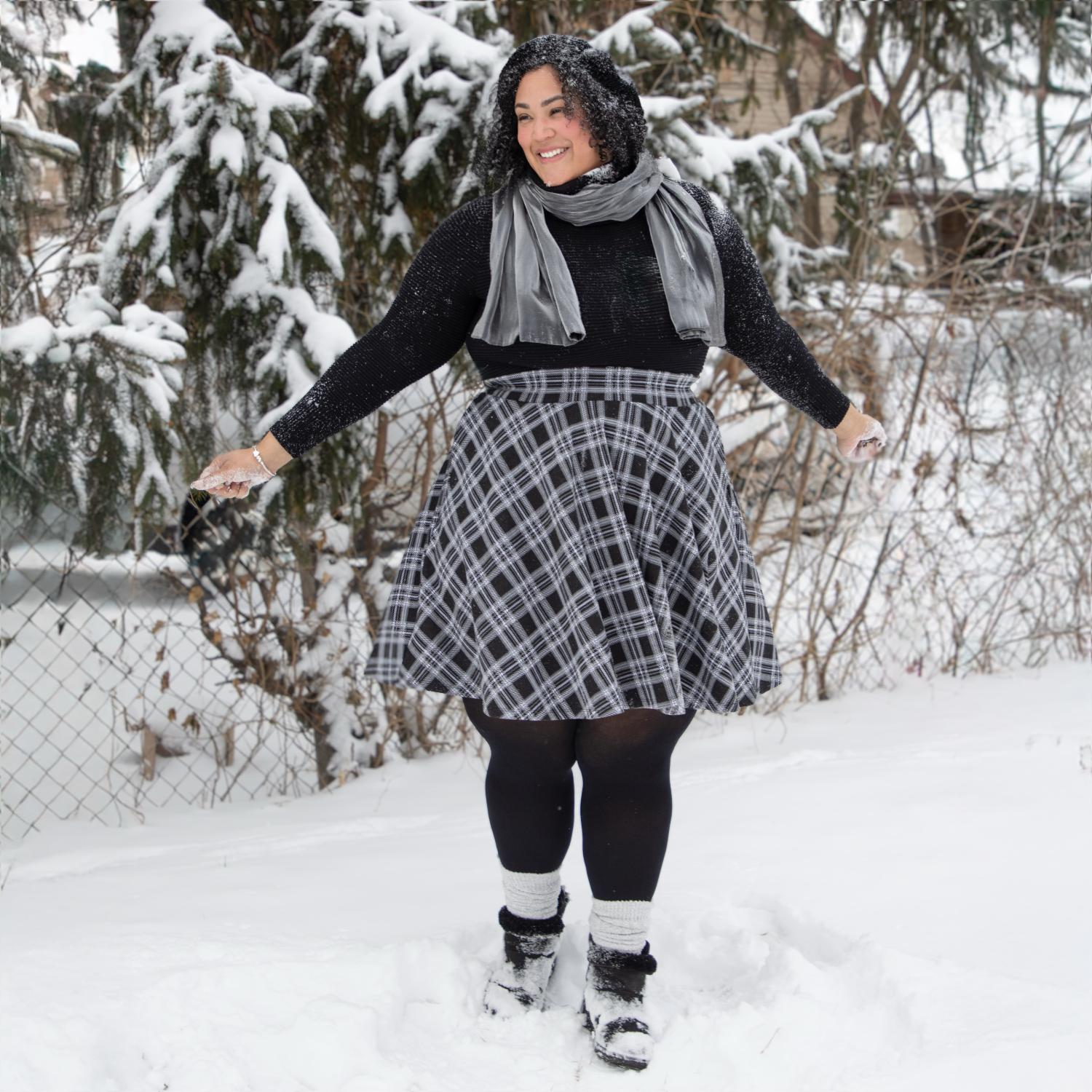 Cairn Plaid Flare Skirt | Black & White Skater Skirt | Snag – Snag US