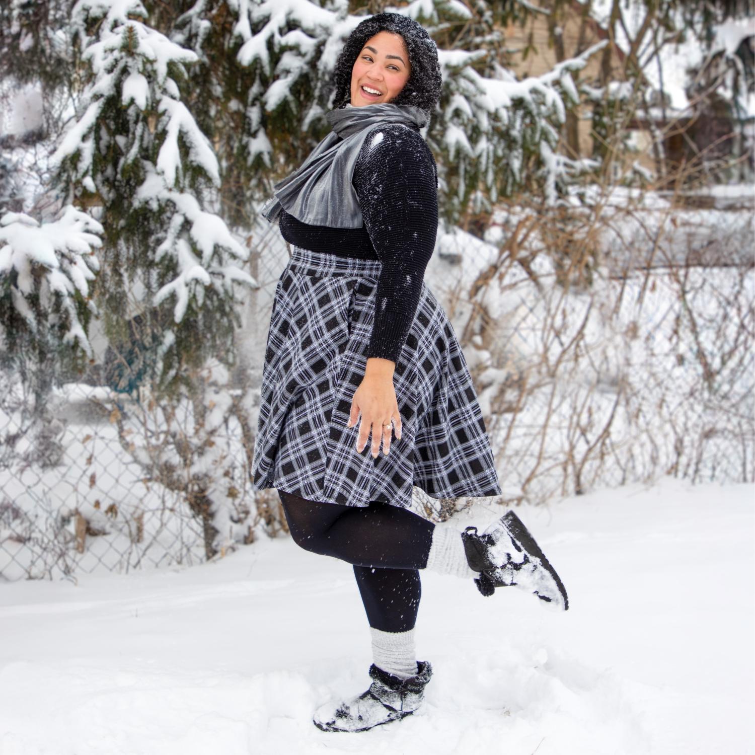 Cairn Plaid Flare Skirt | Black & White Skater Skirt | Snag – Snag US