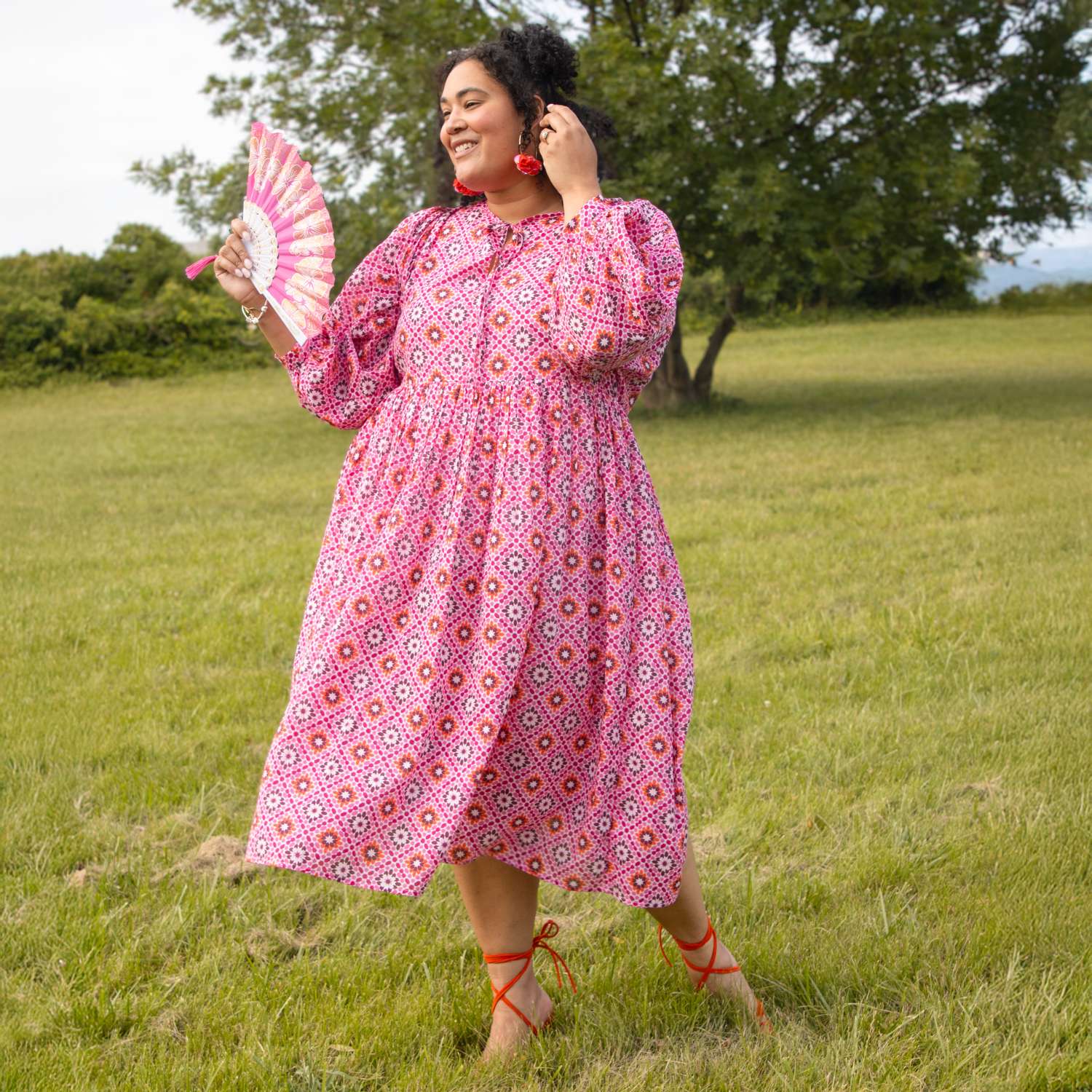 Gabriela Cotton Maxi Dress - Pink Pearl
