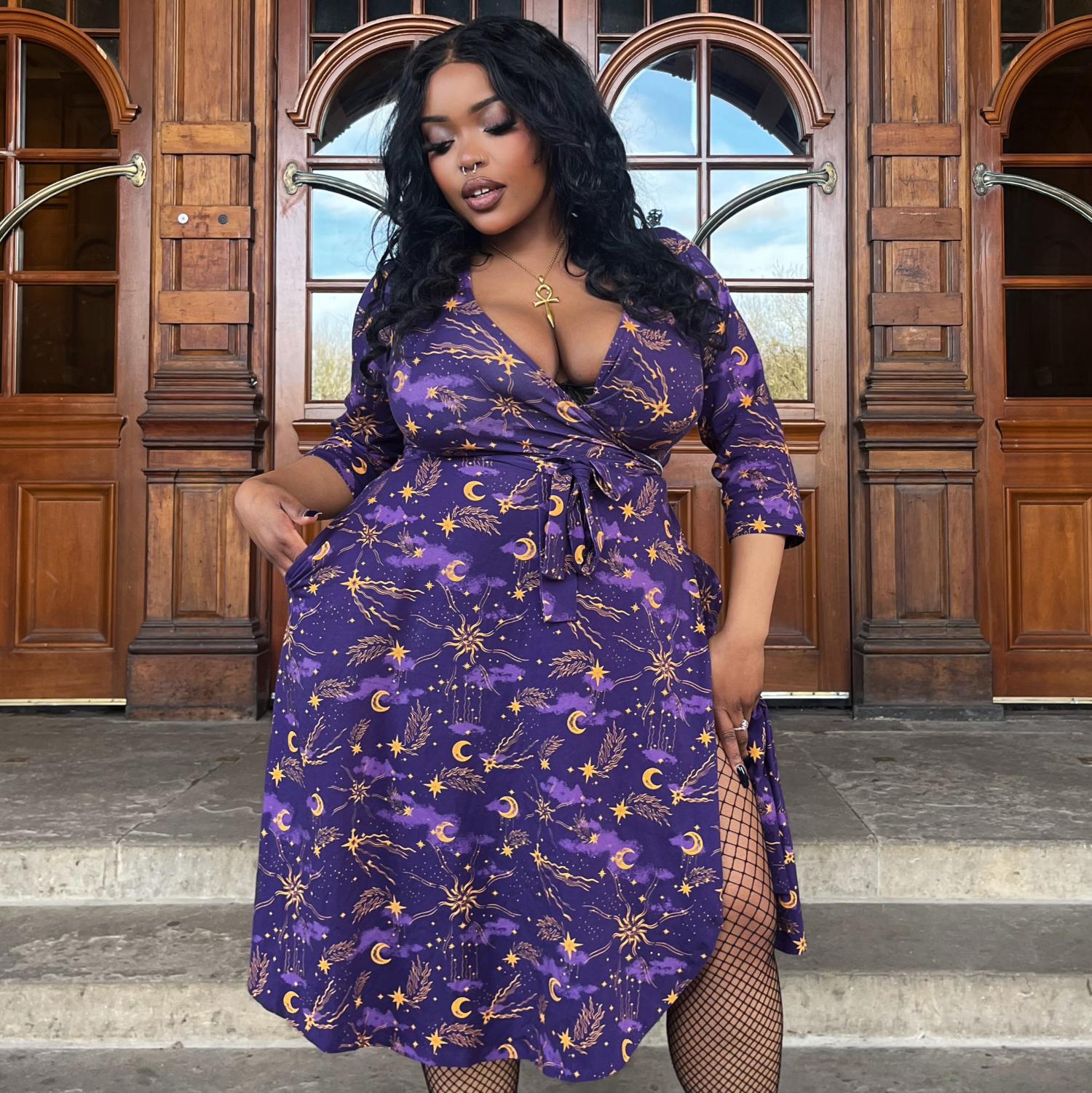 Purple Plus Wrap Dress Plus Size Flowy Dress Purple Plus Wrap Dress Plus Size Flowy Dress