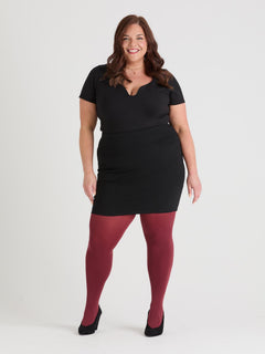 Plus Size Opaque 80 Den Tights - Burgundy Plus Size Opaque 80 Den Tights - Burgundy