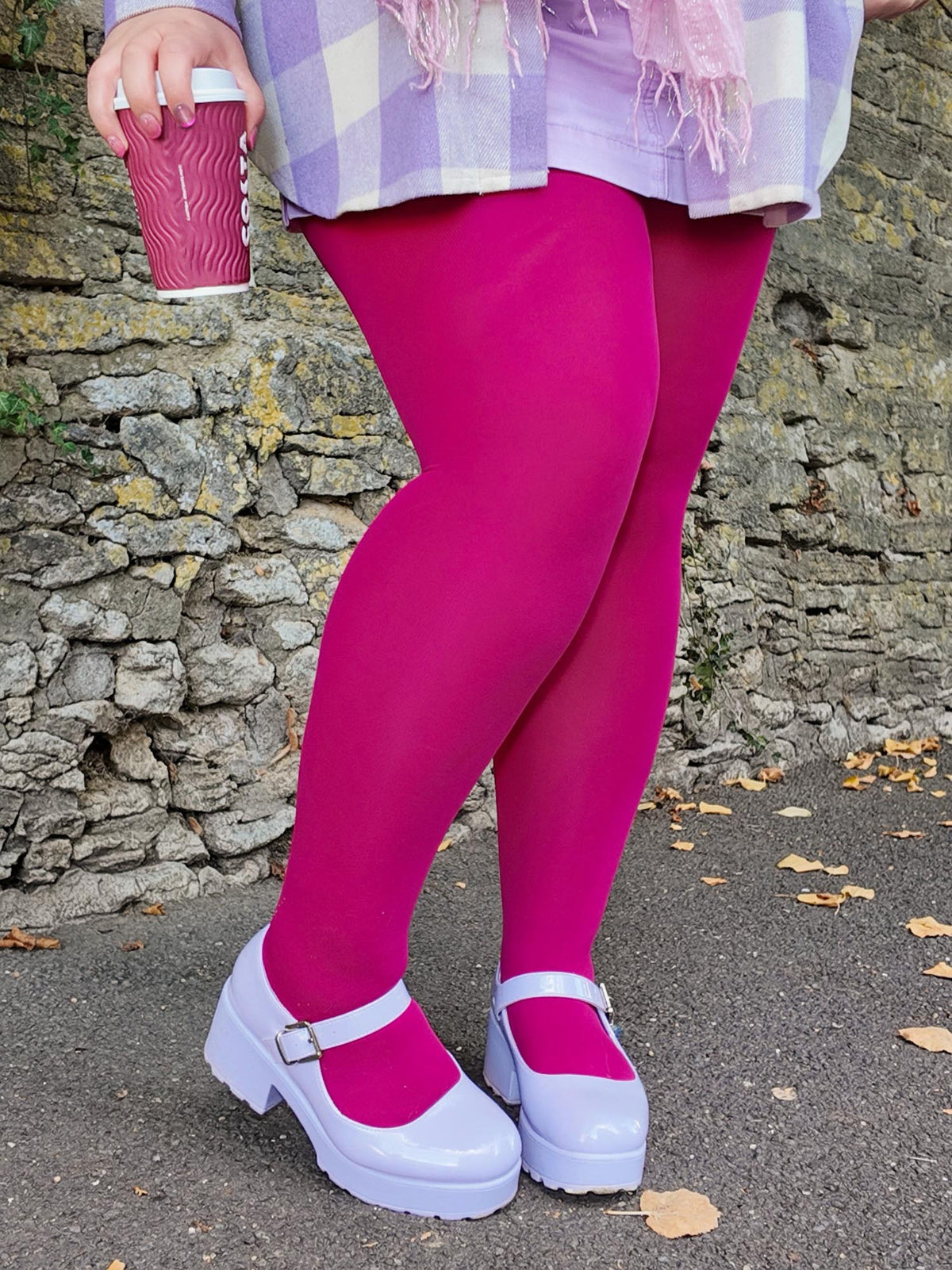 Super Opaque 120 Den Tights - Raspberry Pie