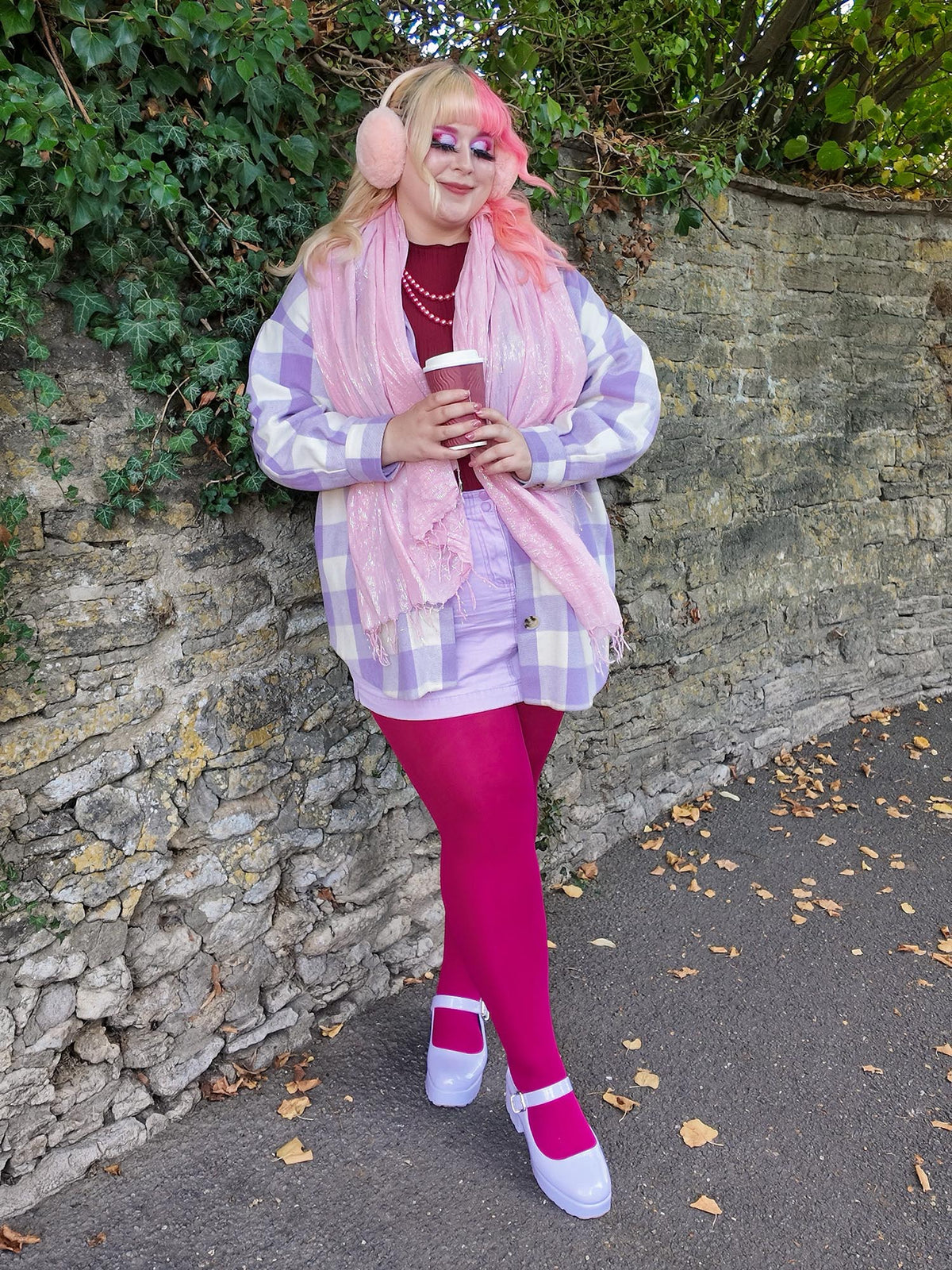Super Opaque 120 Den Tights - Raspberry Pie