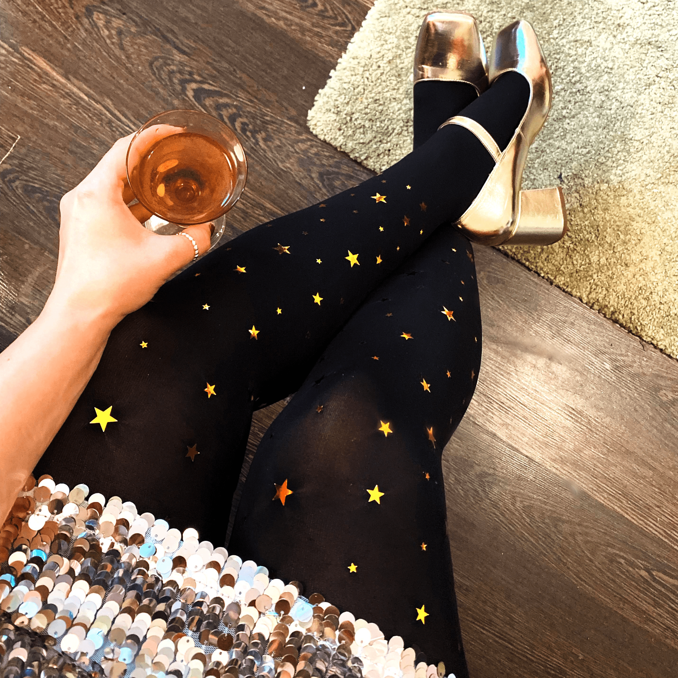 Opaque Shiny Stars Tights - Epic Party Tights