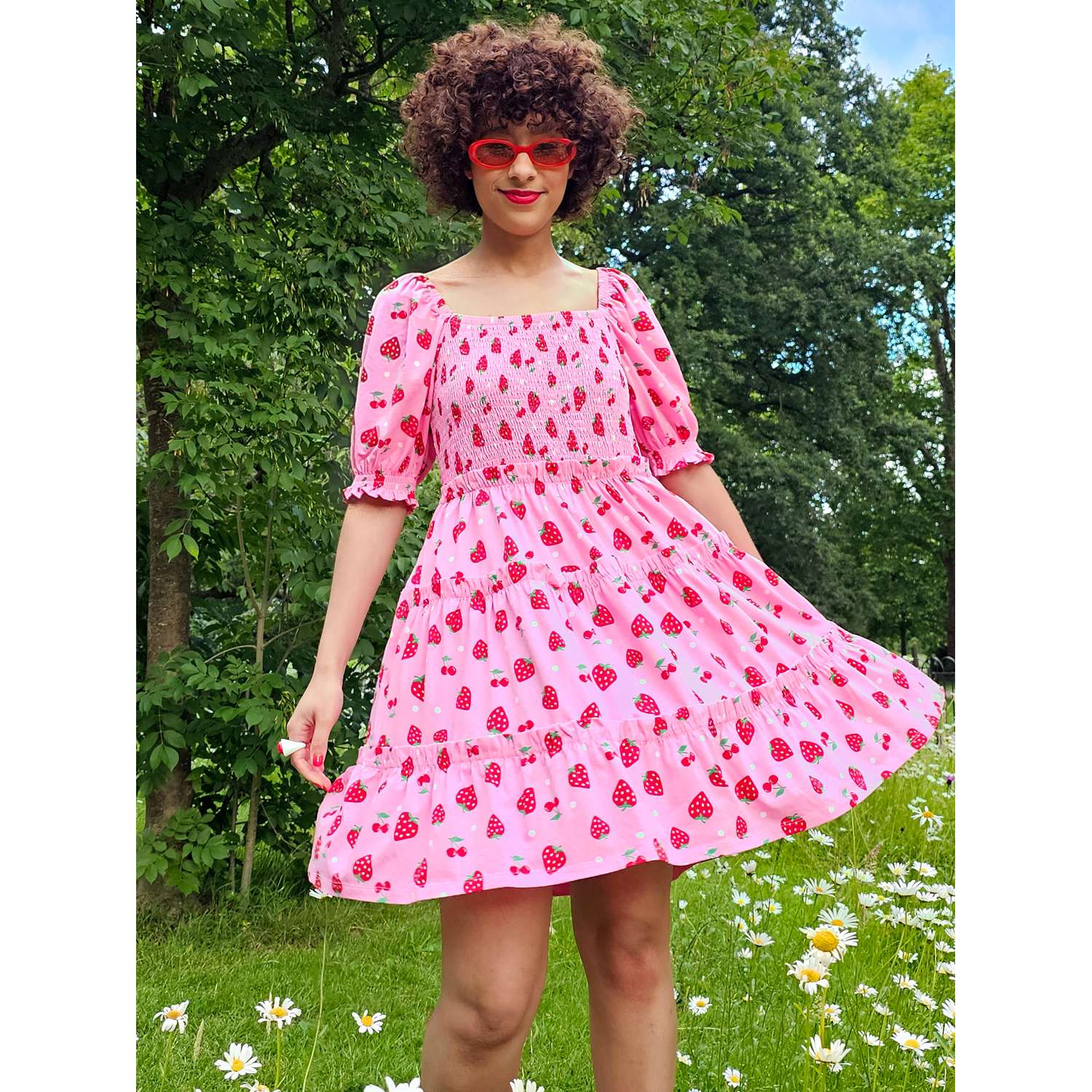 Strawberry Jersey Mini Dress