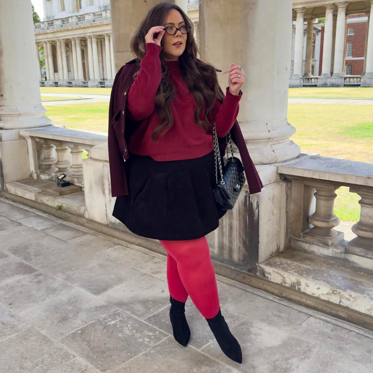 Opaque 80 Denier Castor Oil Tights - Blood Red