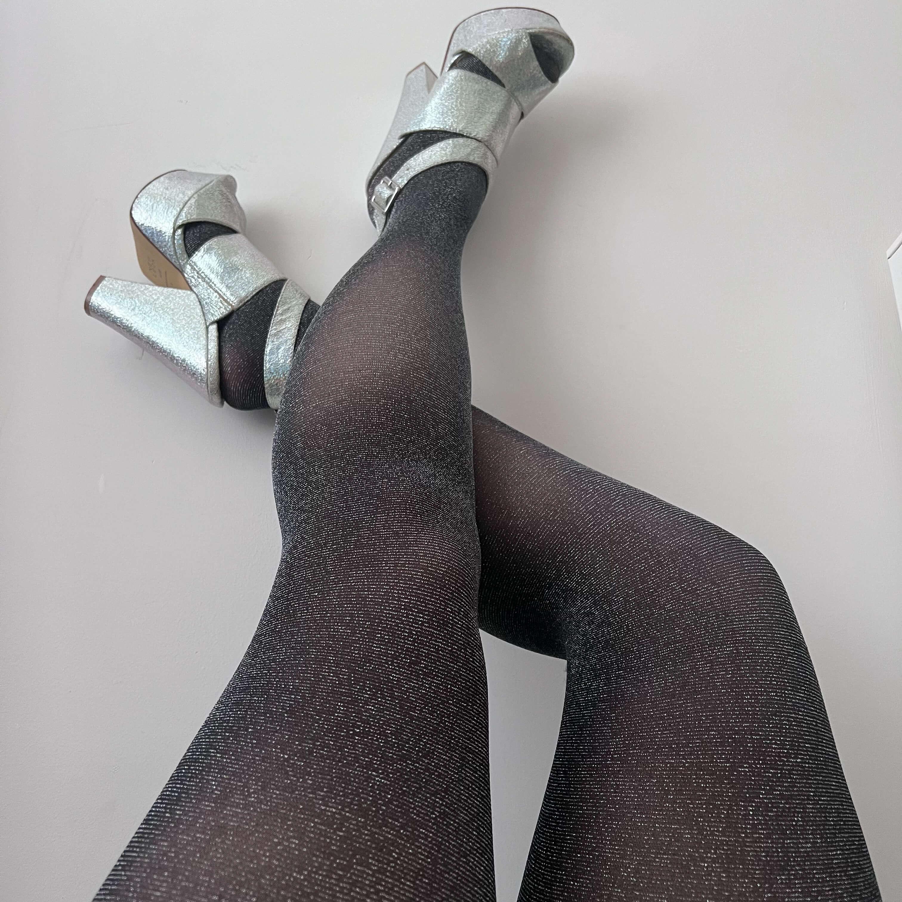 Sheer Glitter Tights In Black - Epic Party Tights