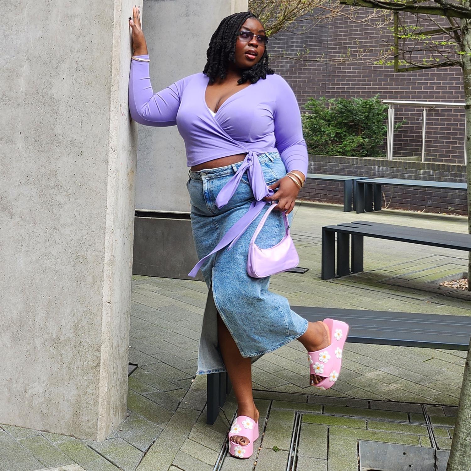 Snag Lavender Stretch Cotton Wrap Top | Inclusive – Snag US