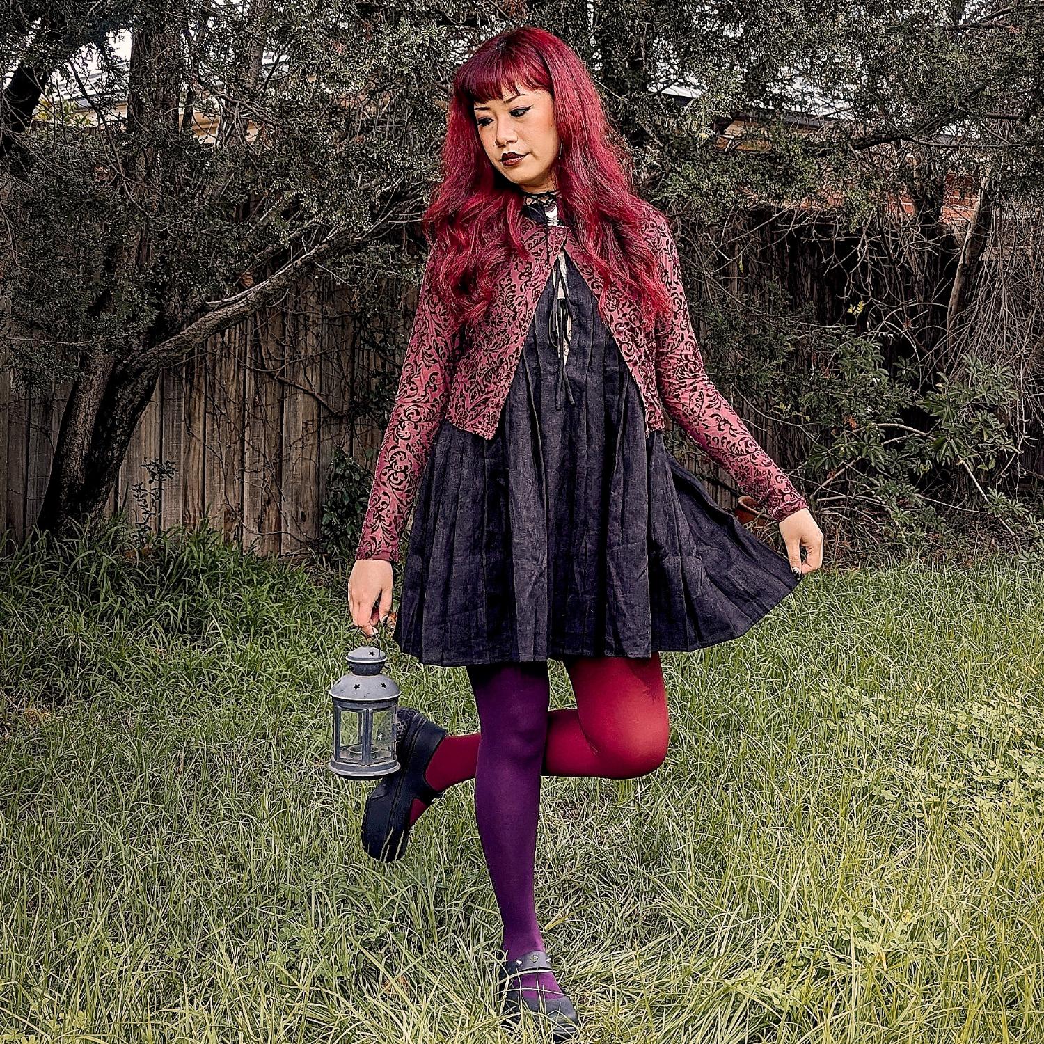 burgundy dress with black tights Duo - Plurgundy Sizes 32 Evan Picone Black Velvet 9/26/25 Size:M 9 / W 11