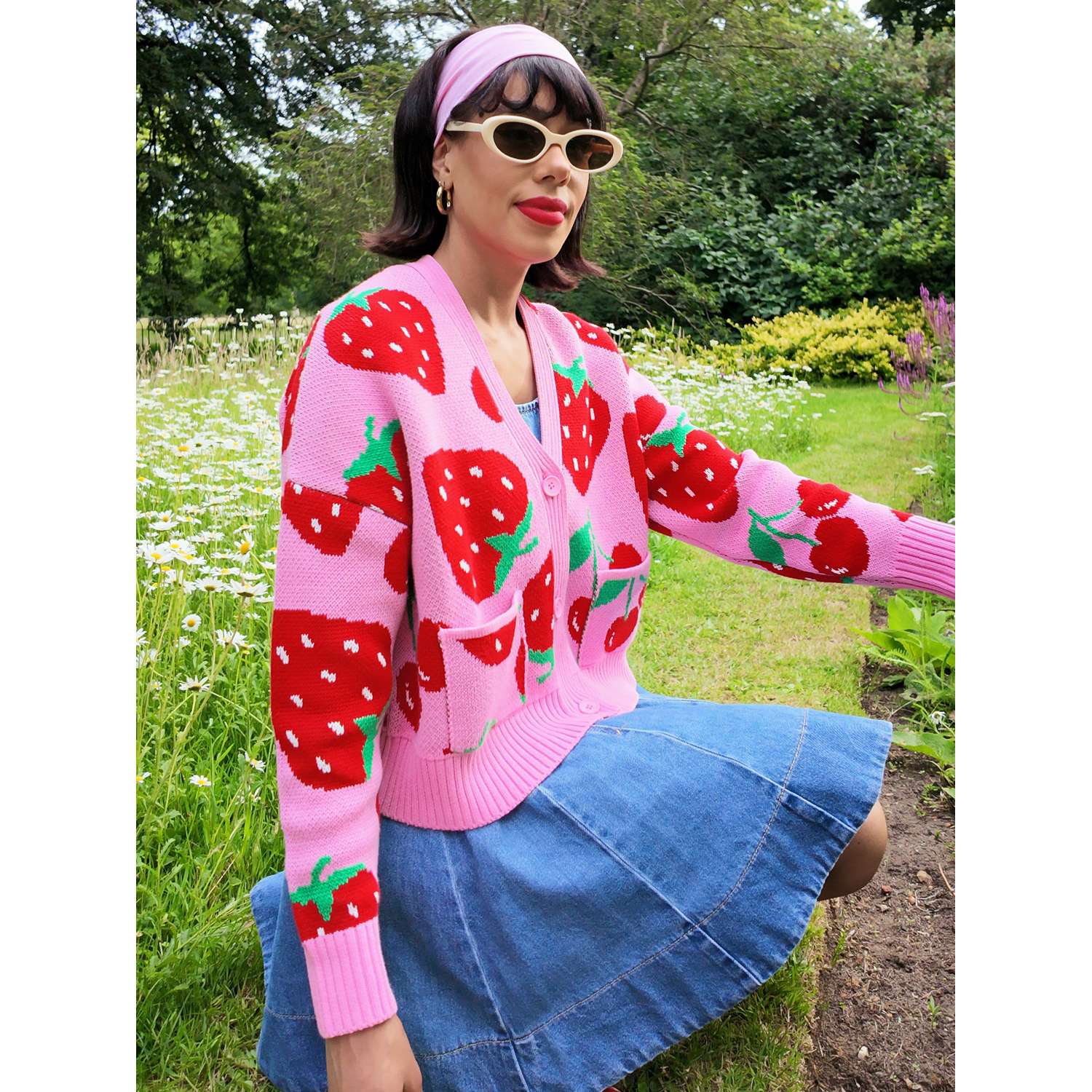 100% Cotton Strawberry Cardigan | Lightweight Summer Cardigan with