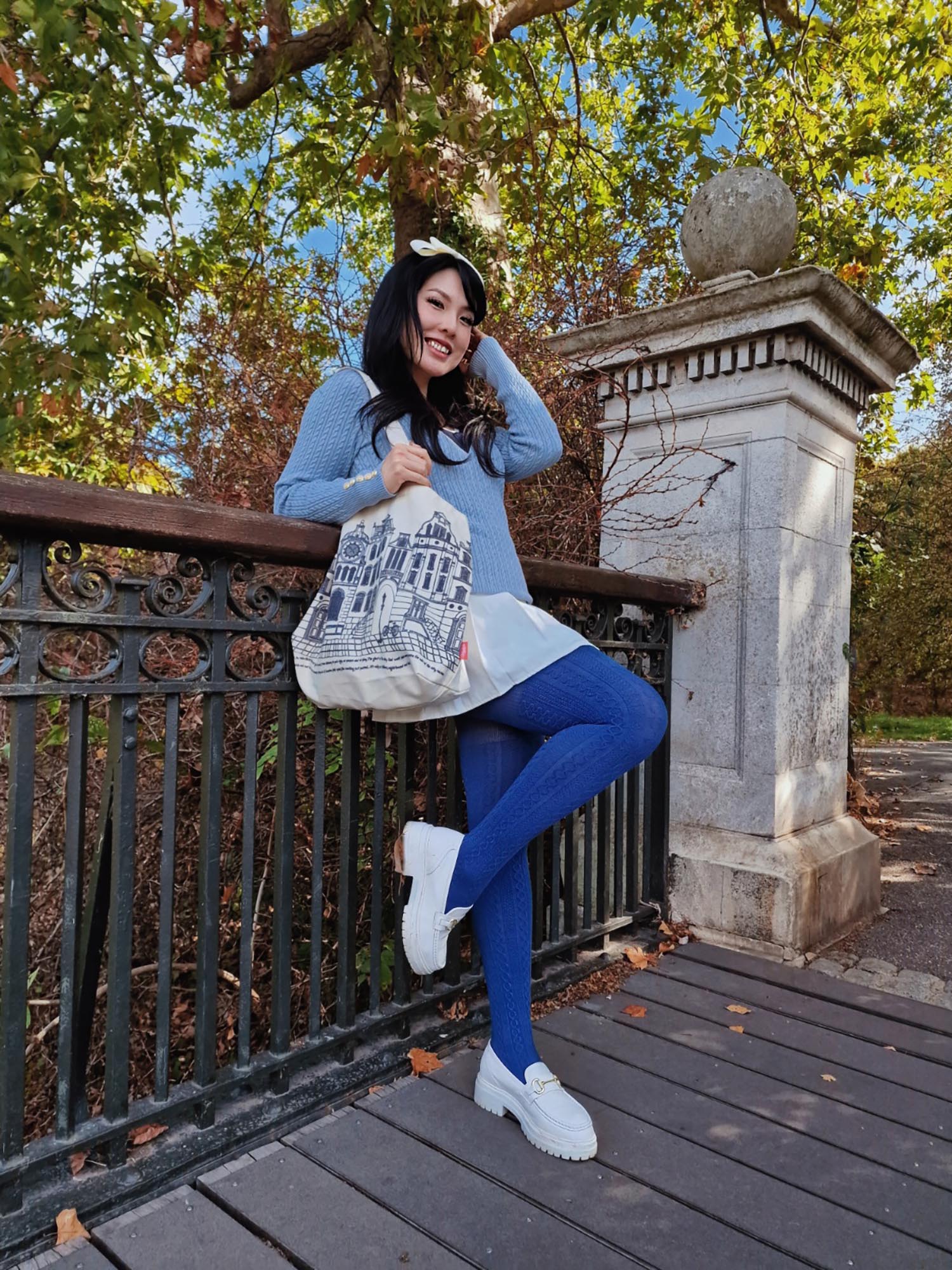 Blue Cable Knit Tights with Wool - Kraken's Breath – Snag US