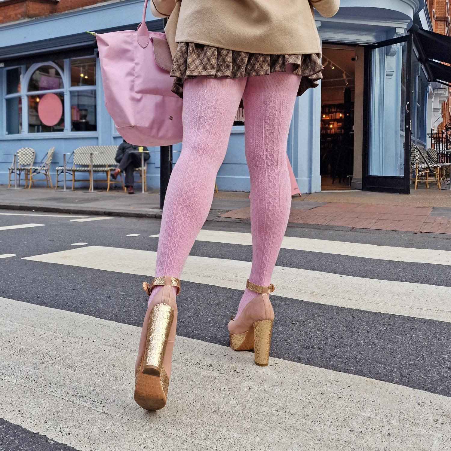 Grannies Cable Knit Wool Tights V2 - Oatmeal - Tights & Clothes In