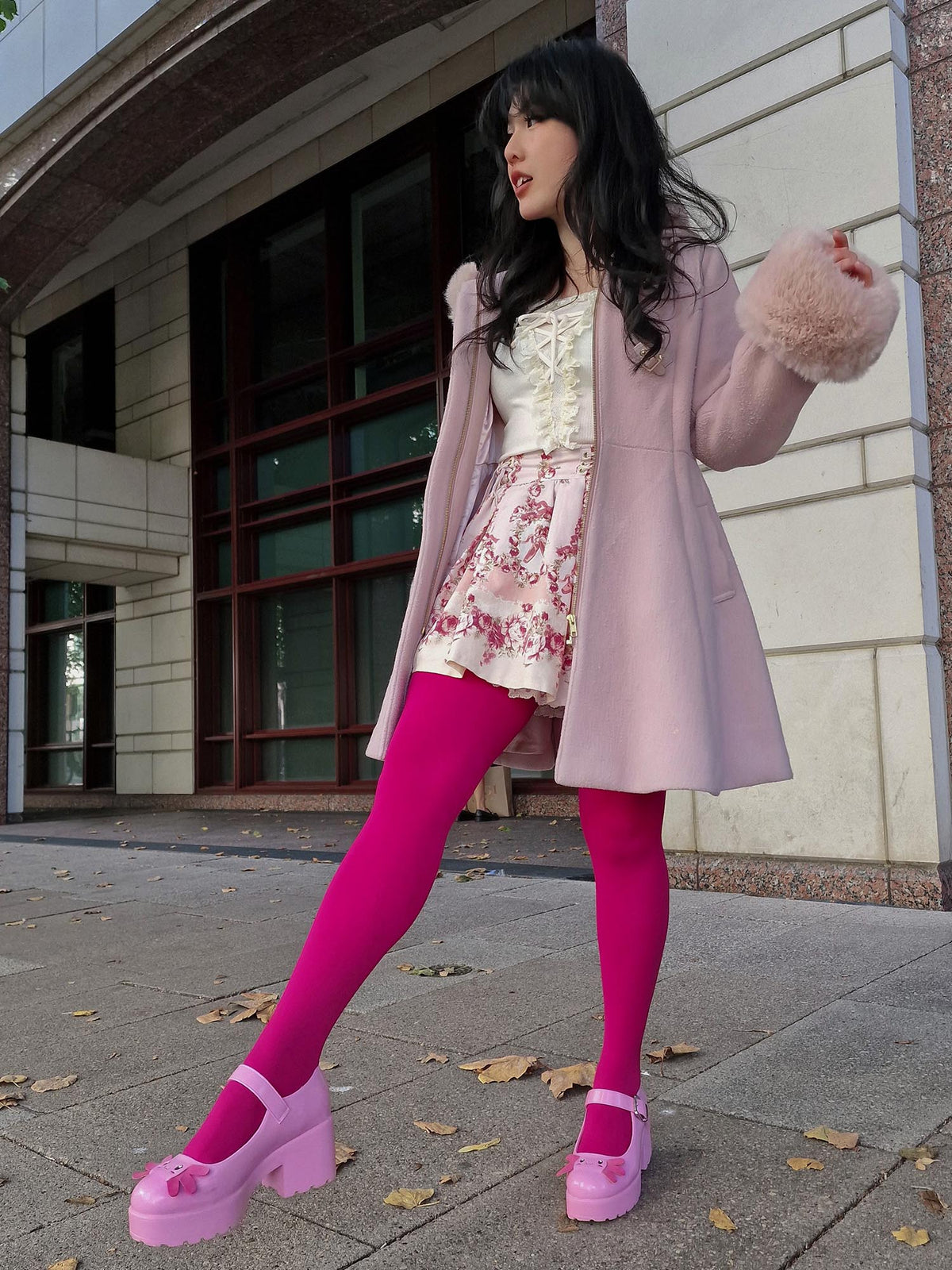 Super Opaque 120 Den Tights - Raspberry Pie