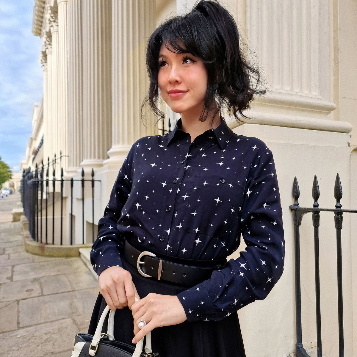 Tailored Woven Viscose Shirt - Night Sky