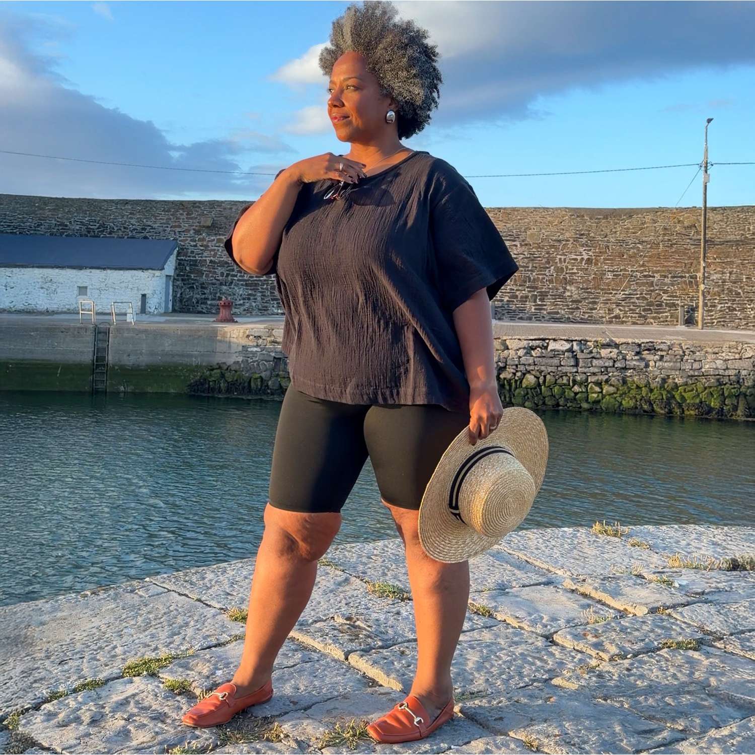 Cotton Gauze Scoop Neck Tee - Black – Snag US