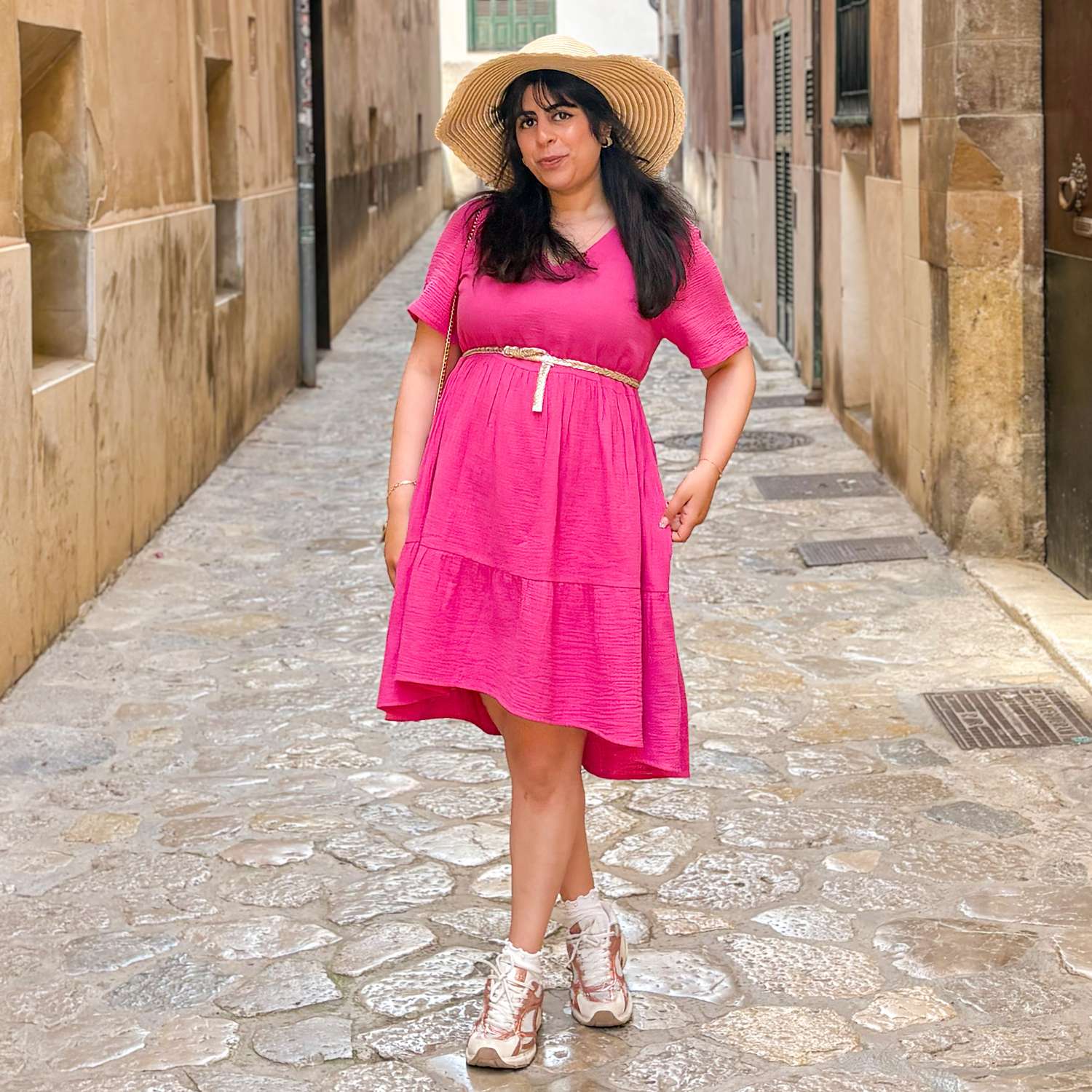 Amrita Cotton Gauze Mini Dress - Peony