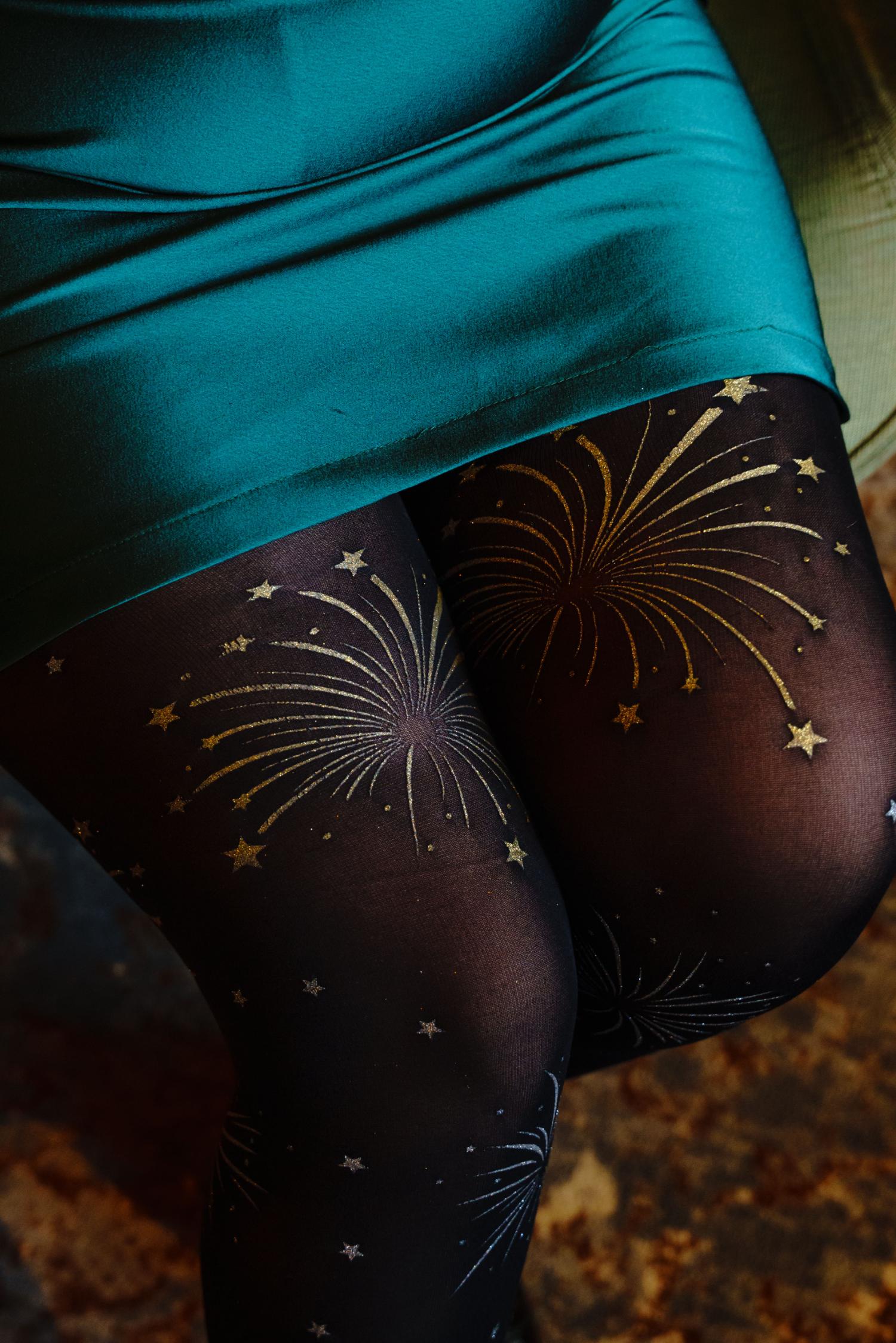 Opaque Tights - Glitter Fireworks