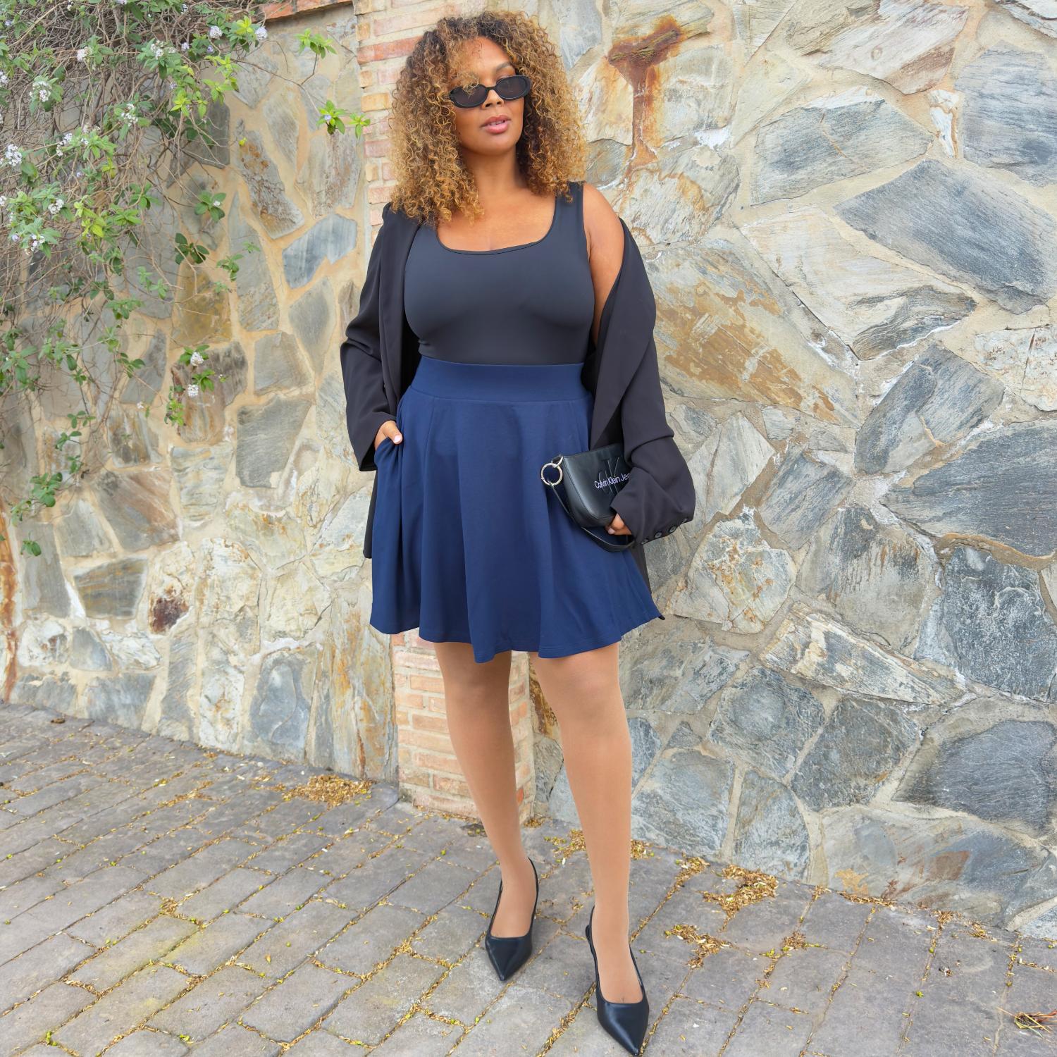 Navy Blue Mini Skirt with Pockets | sizes 0-34 | Snag Snag US Navy Blue Mini Skirt with Pockets | sizes 0-34 | Snag Snag US