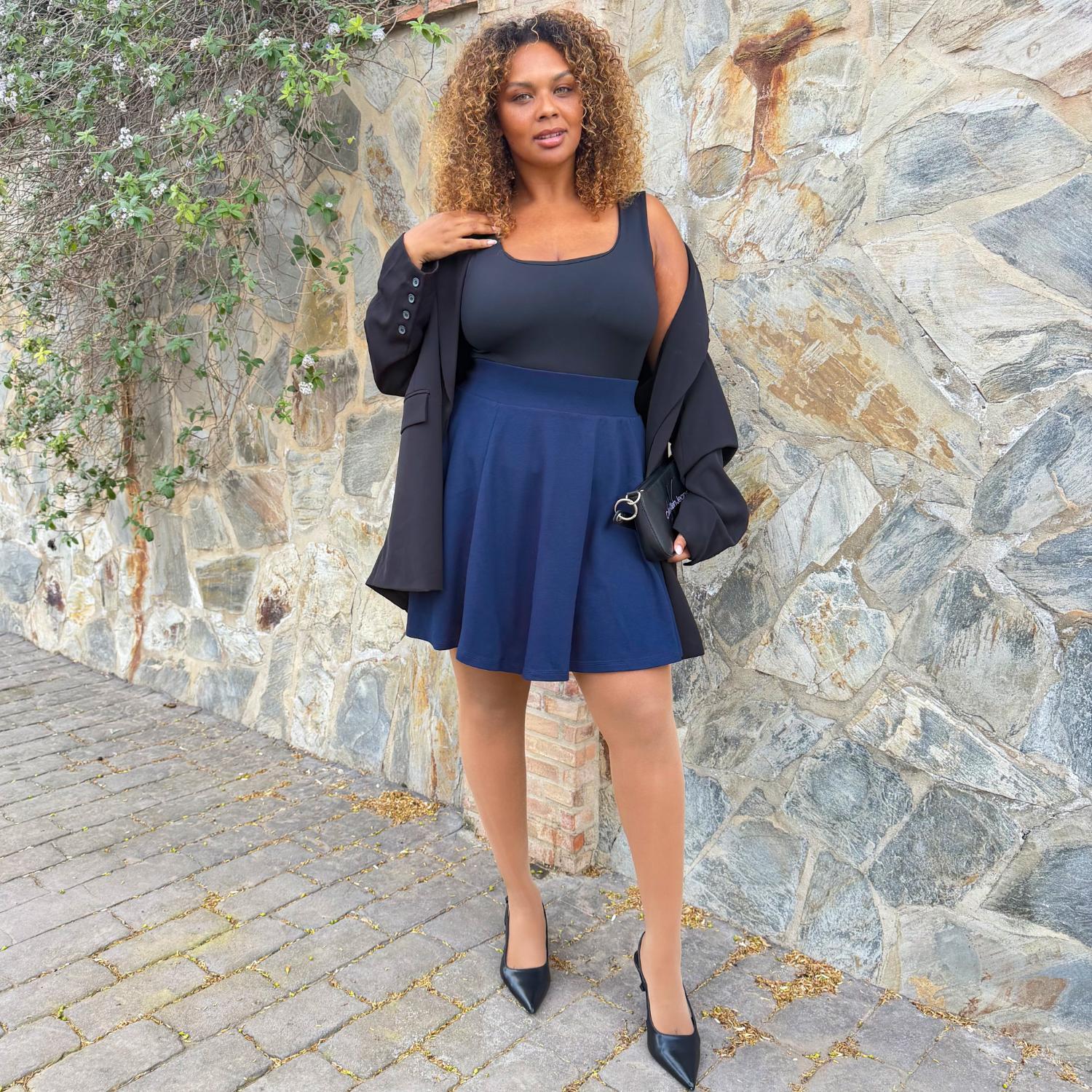 Navy Blue Mini Skirt with Pockets | sizes 0-34