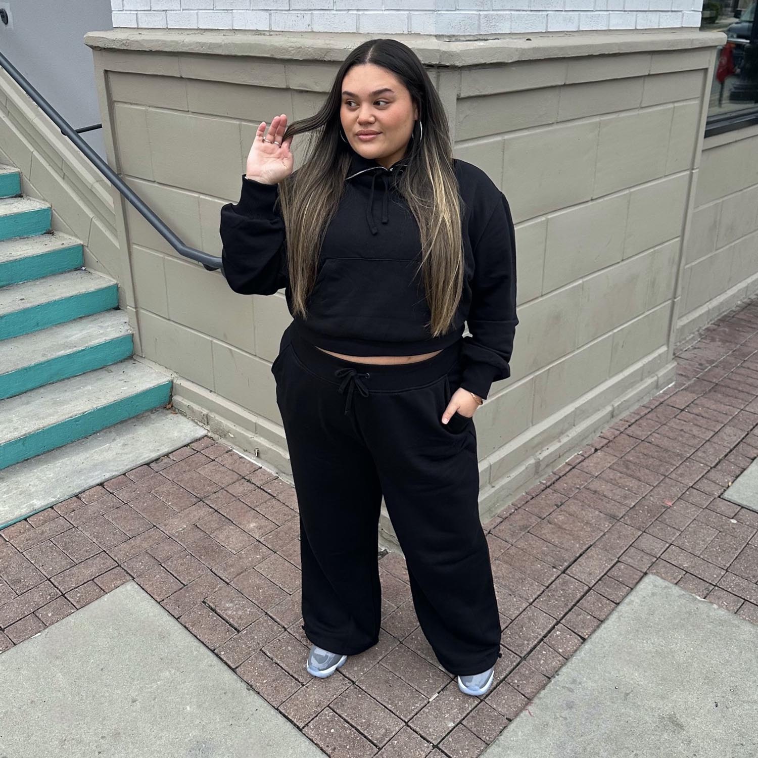 Cropped Bow Back Hoodie - Black - Tights & Clothes In Sizes