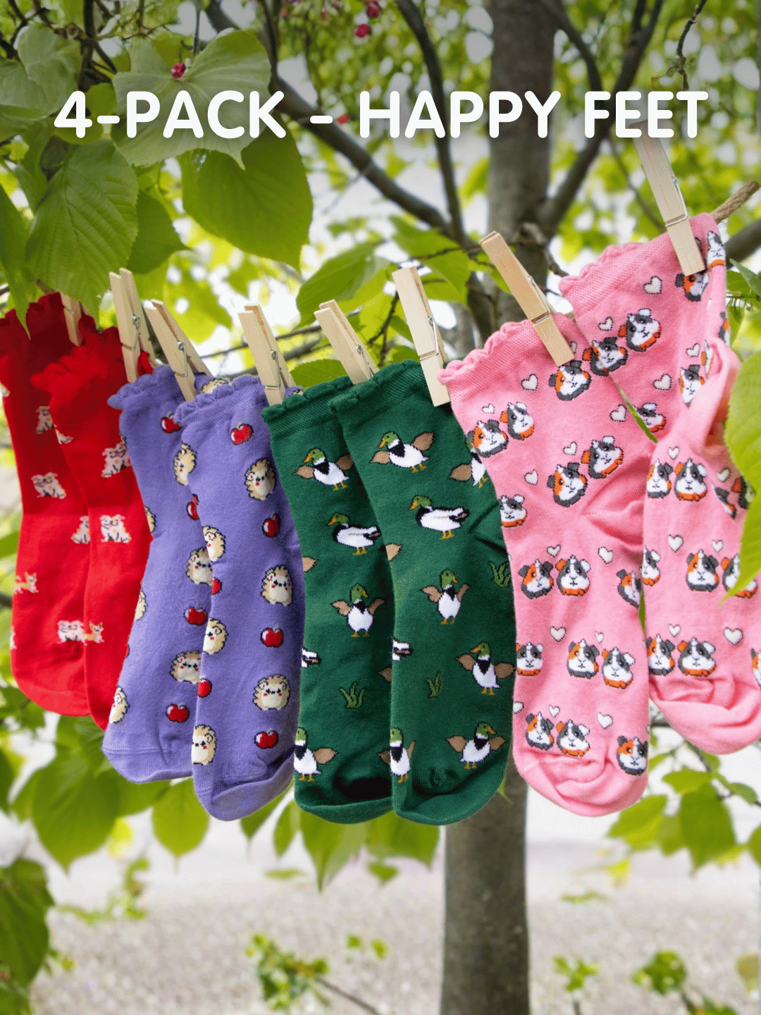 Ultimate Bamboo Ankle Socks - Happy Feet 4 Pairs Bundle