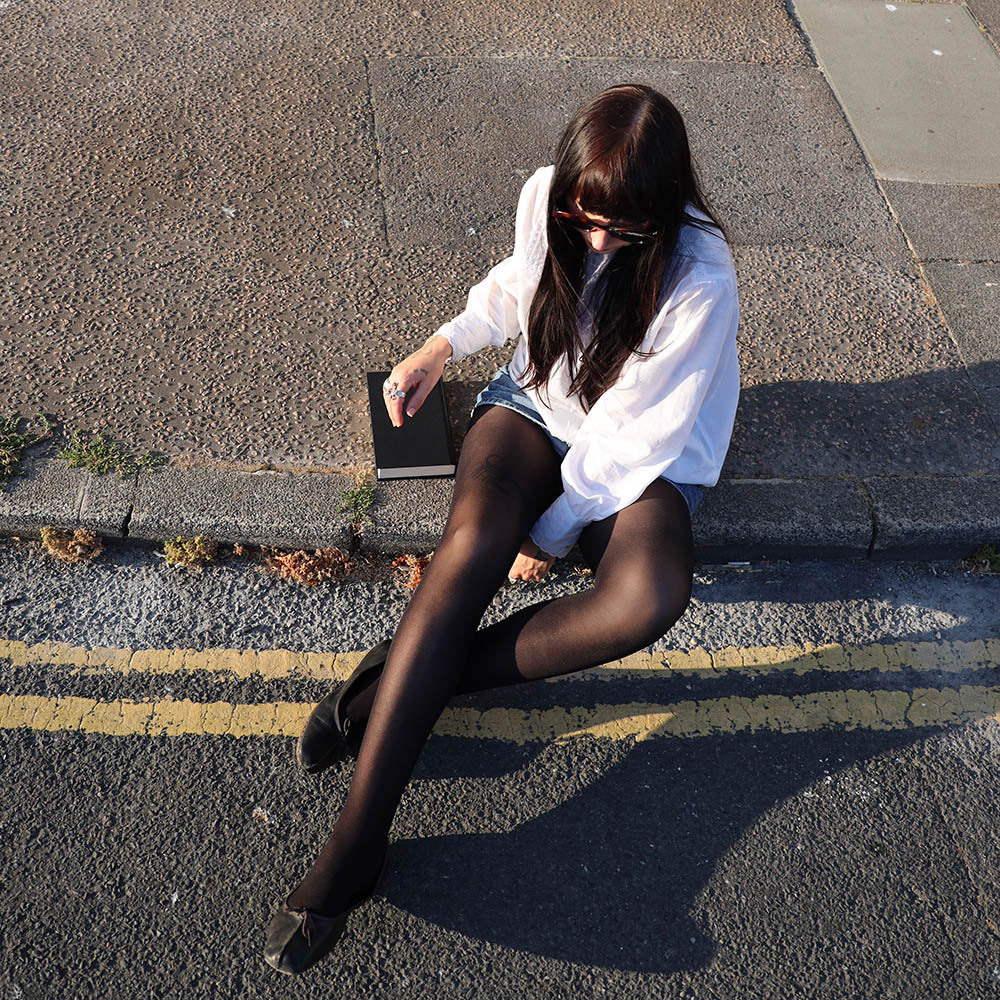 Semi-Opaque 50 Den Halo Tights - Liquorice