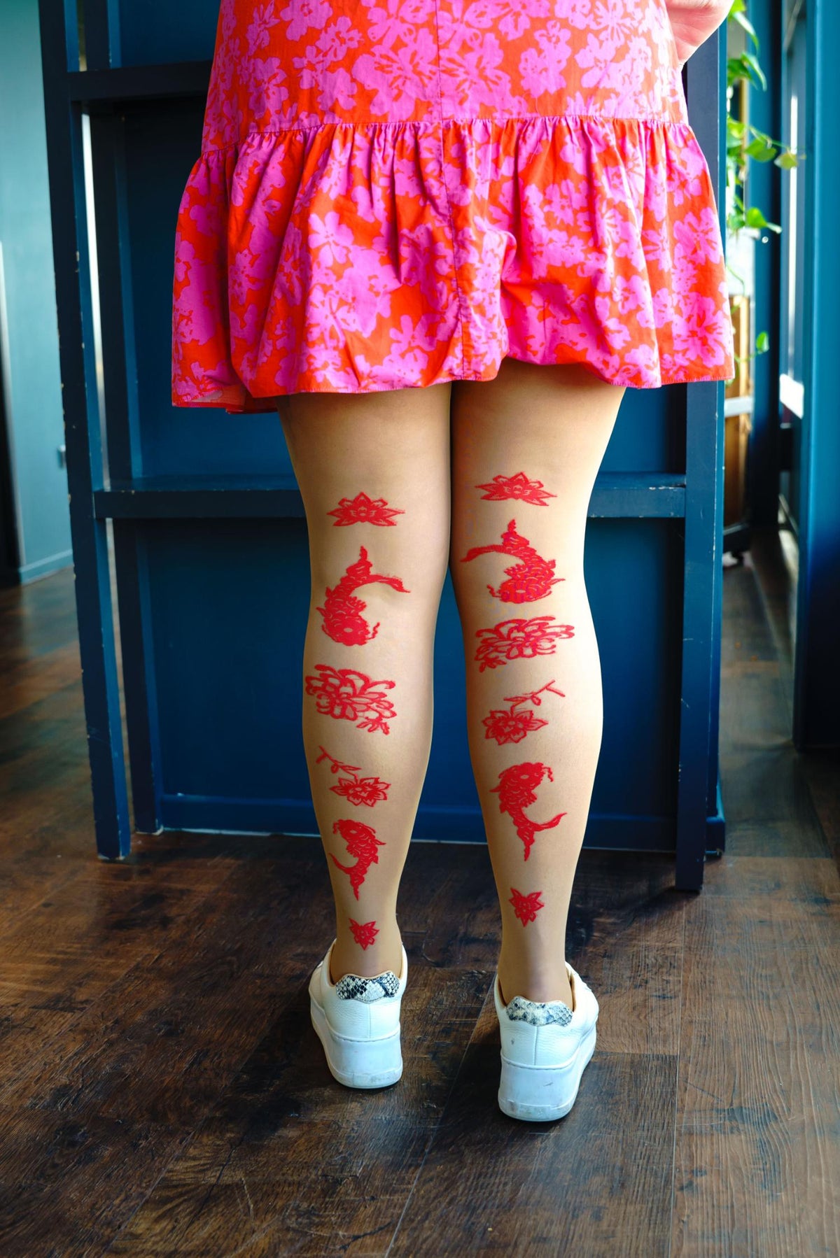 Paper Cut Caramel Latte Tights | Red & Nude Lunar New Year | Snag – Snag US