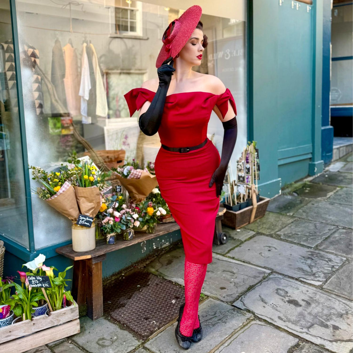 Fishnet Tights - Traditional in Red