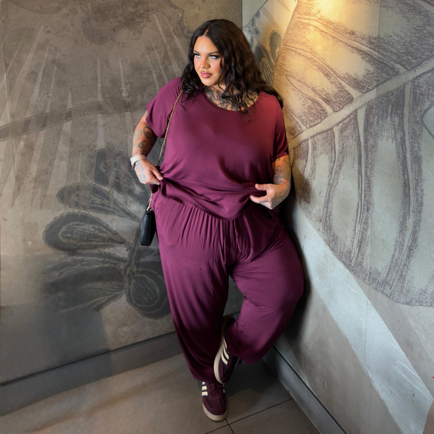 Bamboo Lounge Joggers - Cherry