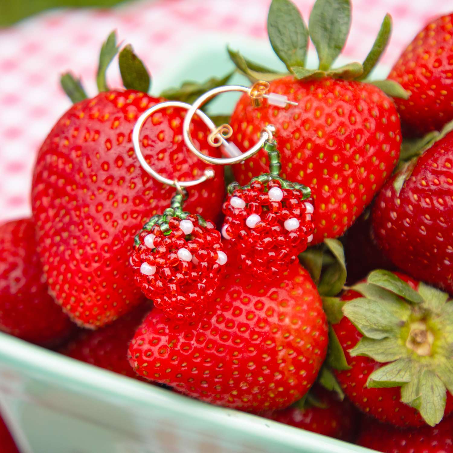 Strawberry Beaded Earrings