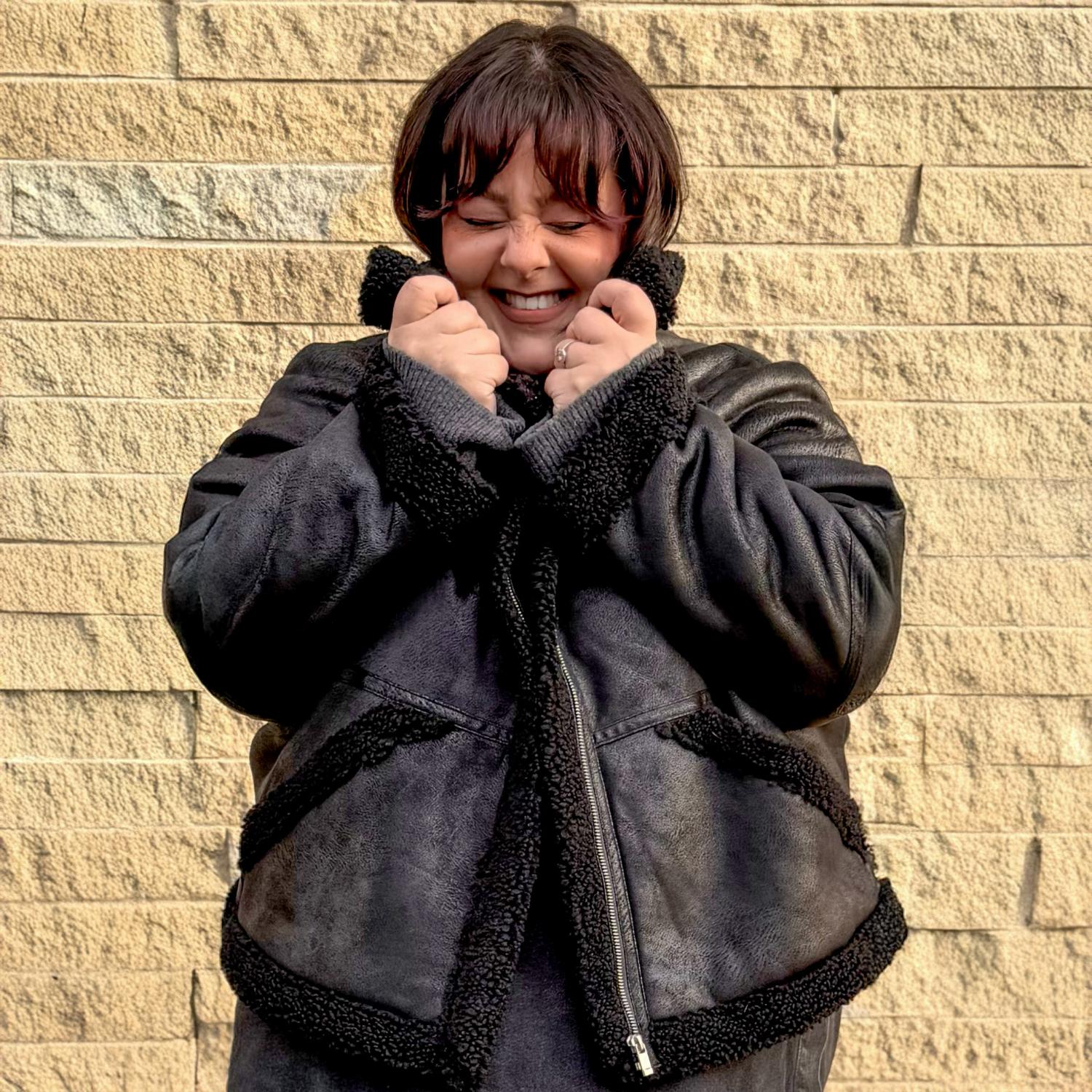 Black Borg Aviator Jacket - Snuggly & Stylish Vegan Suede – Snag US