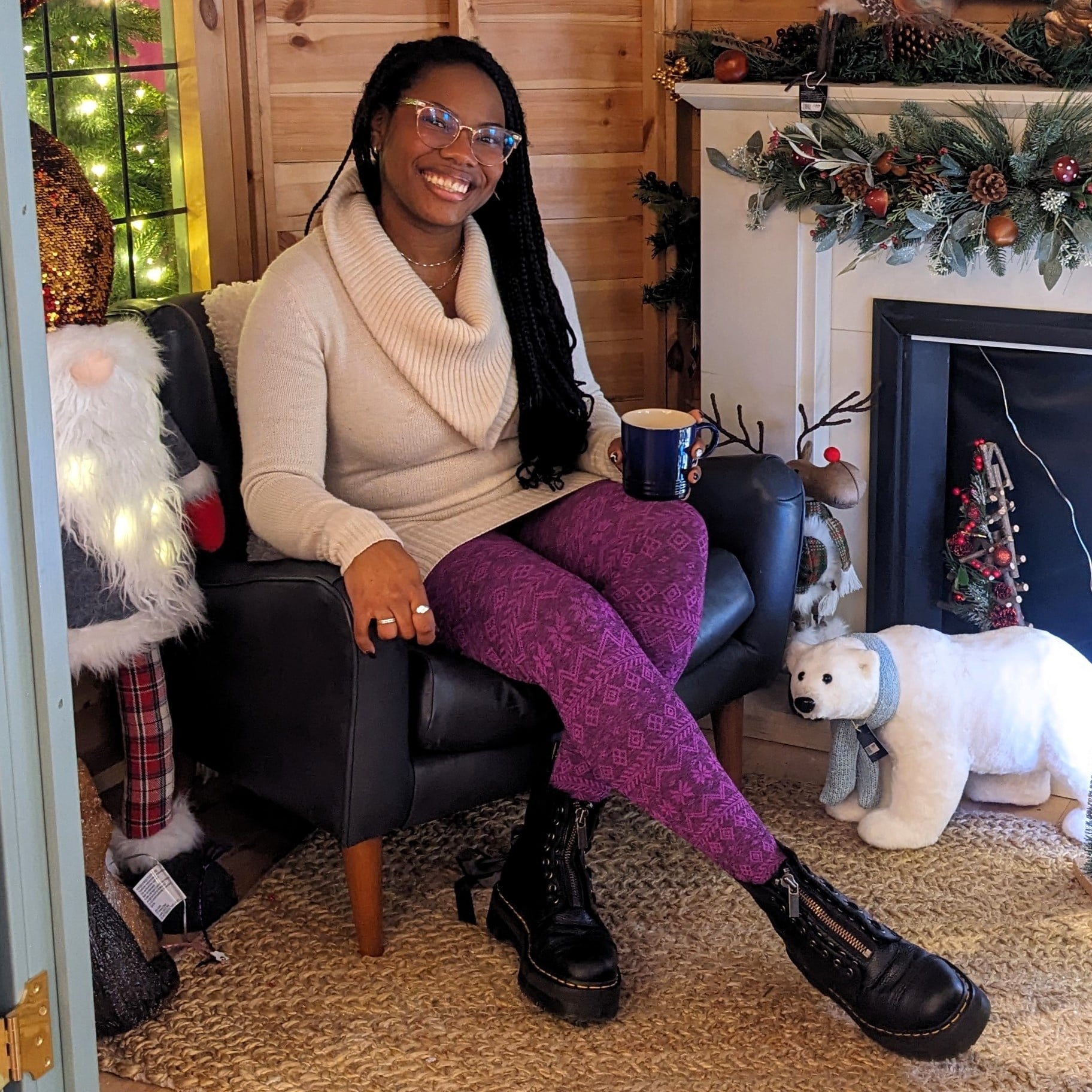 Snuggle Christmas Patterned Tights In Purple - Christmas Tights