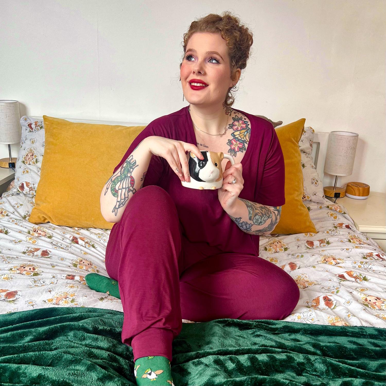 Bamboo Lounge Joggers - Cherry