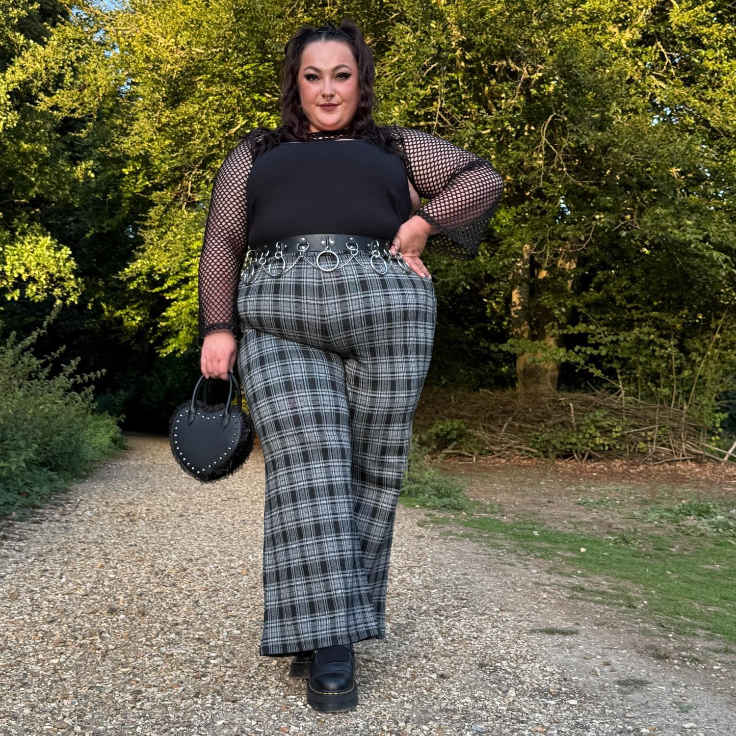 Black & Grey Plaid Wide-Leg Trousers | Snag – Snag US