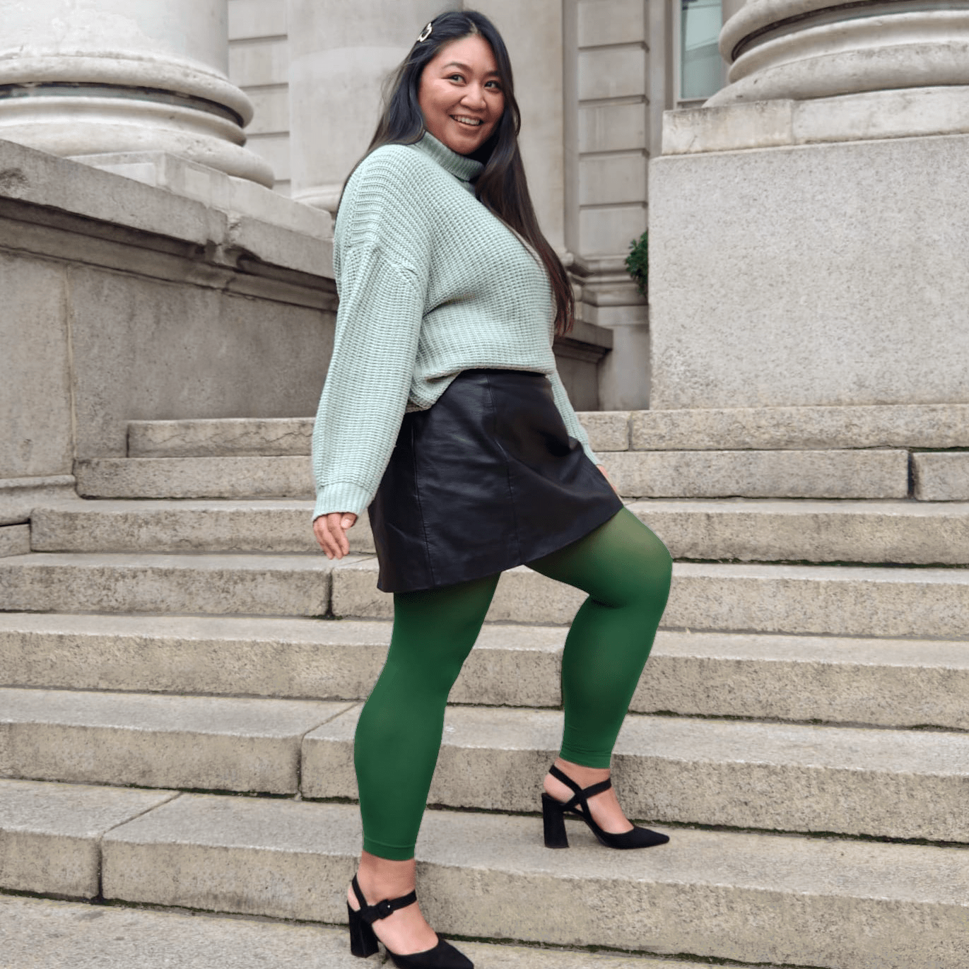 Green footless tights online