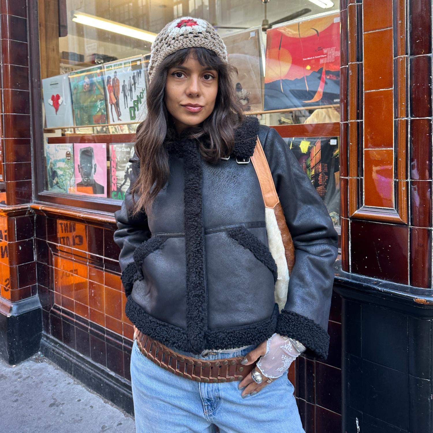Black Borg Aviator Jacket - Snuggly & Stylish Vegan Suede – Snag US
