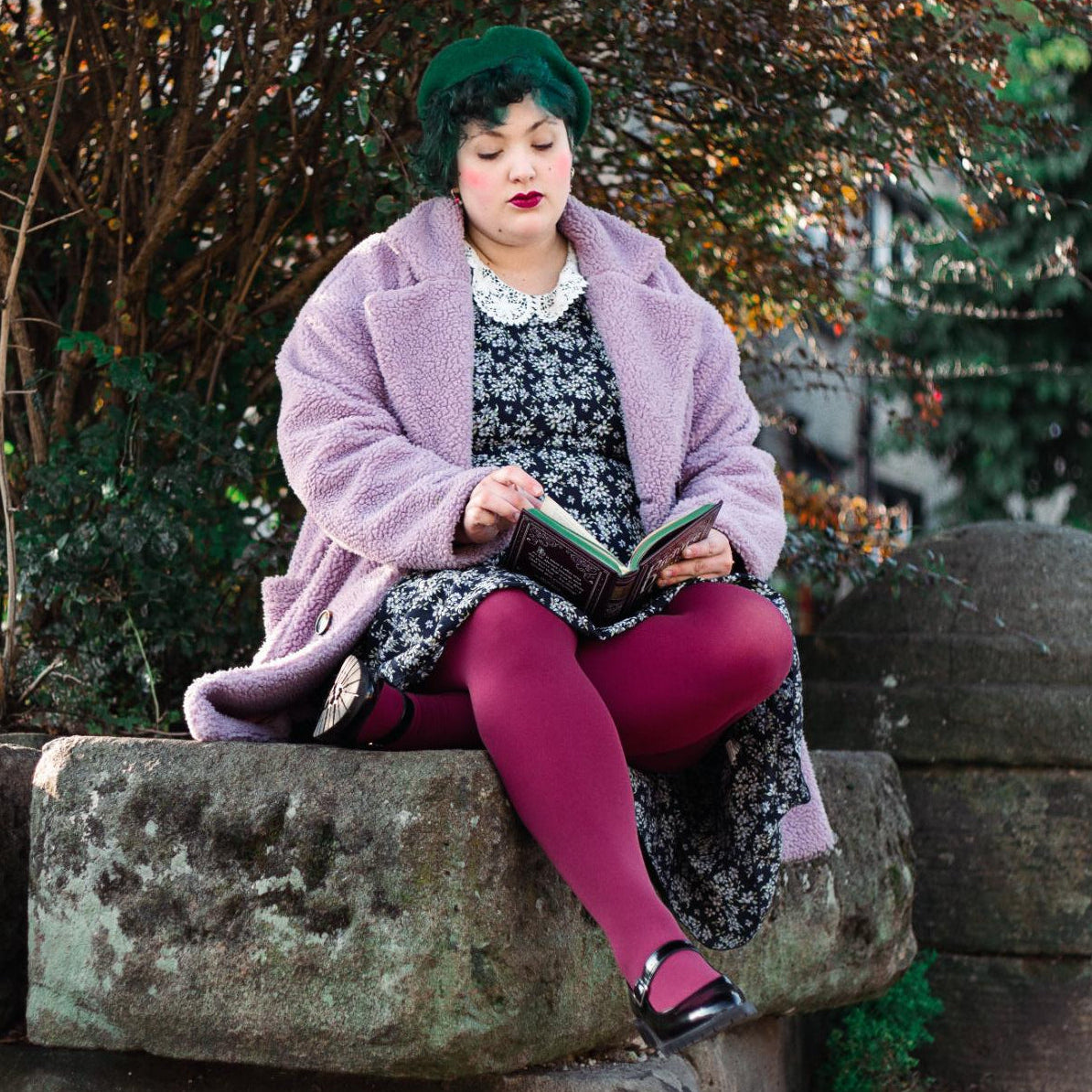Opaque 80 Den Tights - Burgundy