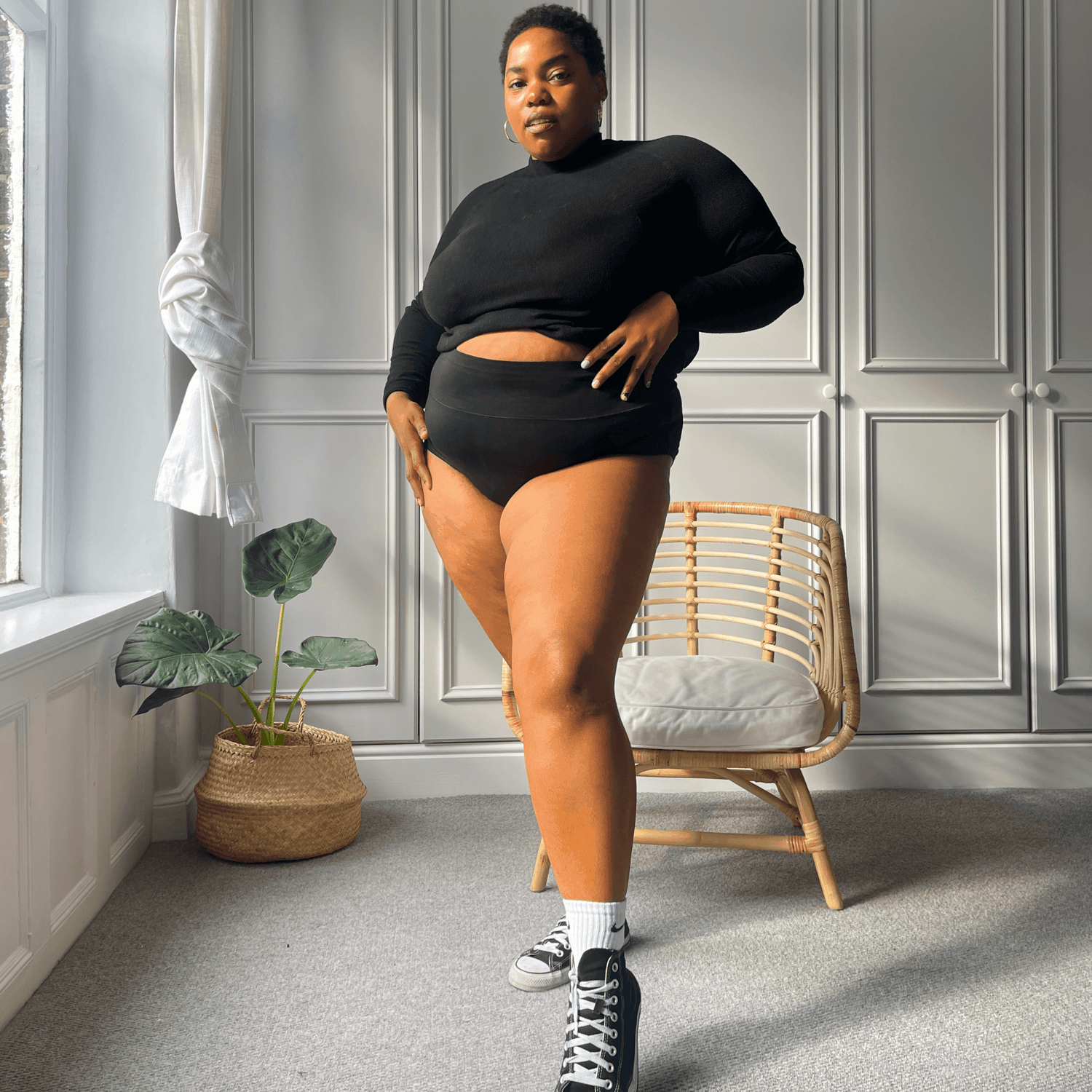 5 Pack Organic Cotton Full Brief Panties - Black