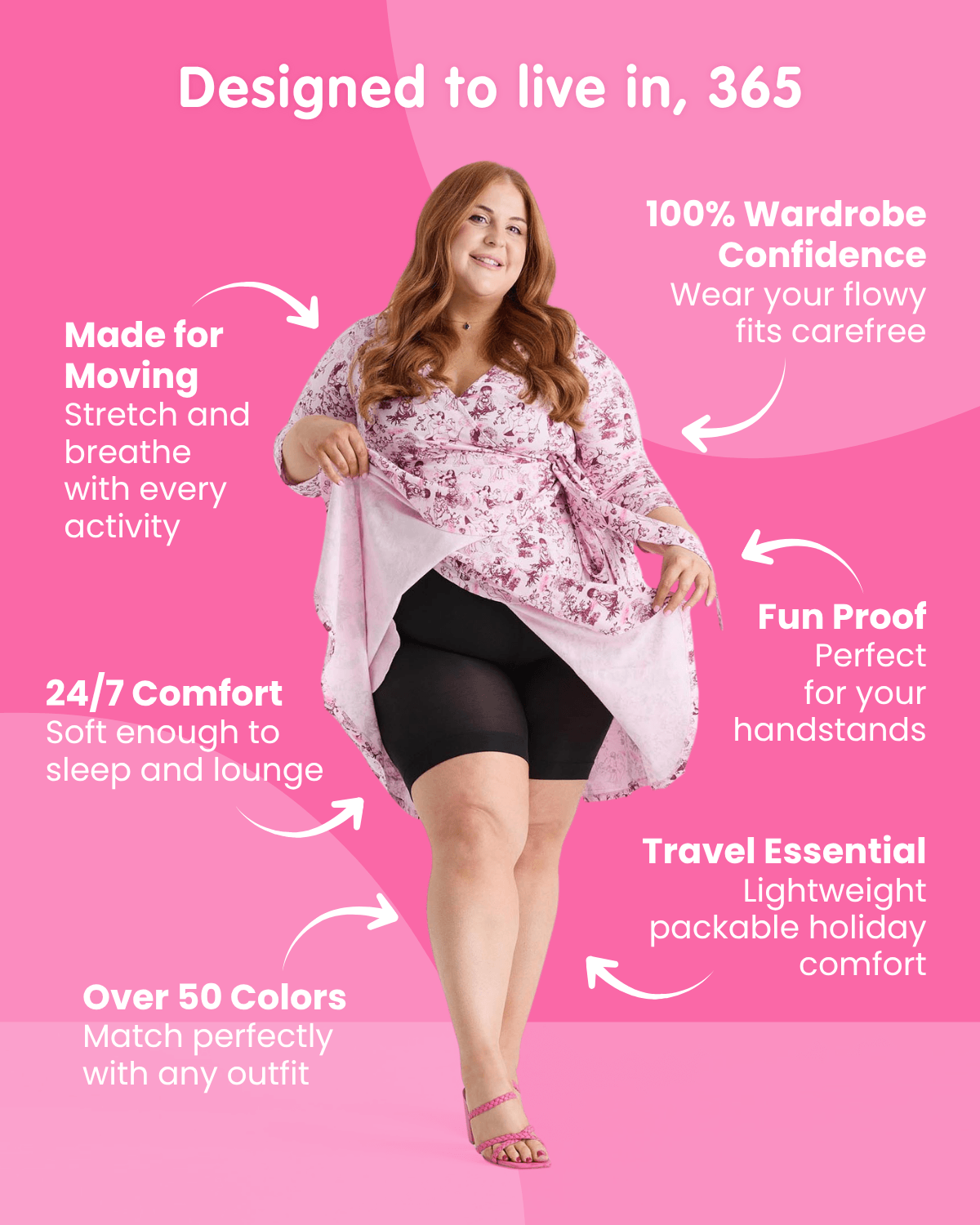 Teal chub rub shorts worn under a floral dress. Customer review praises their superior durability over expensive competitors.