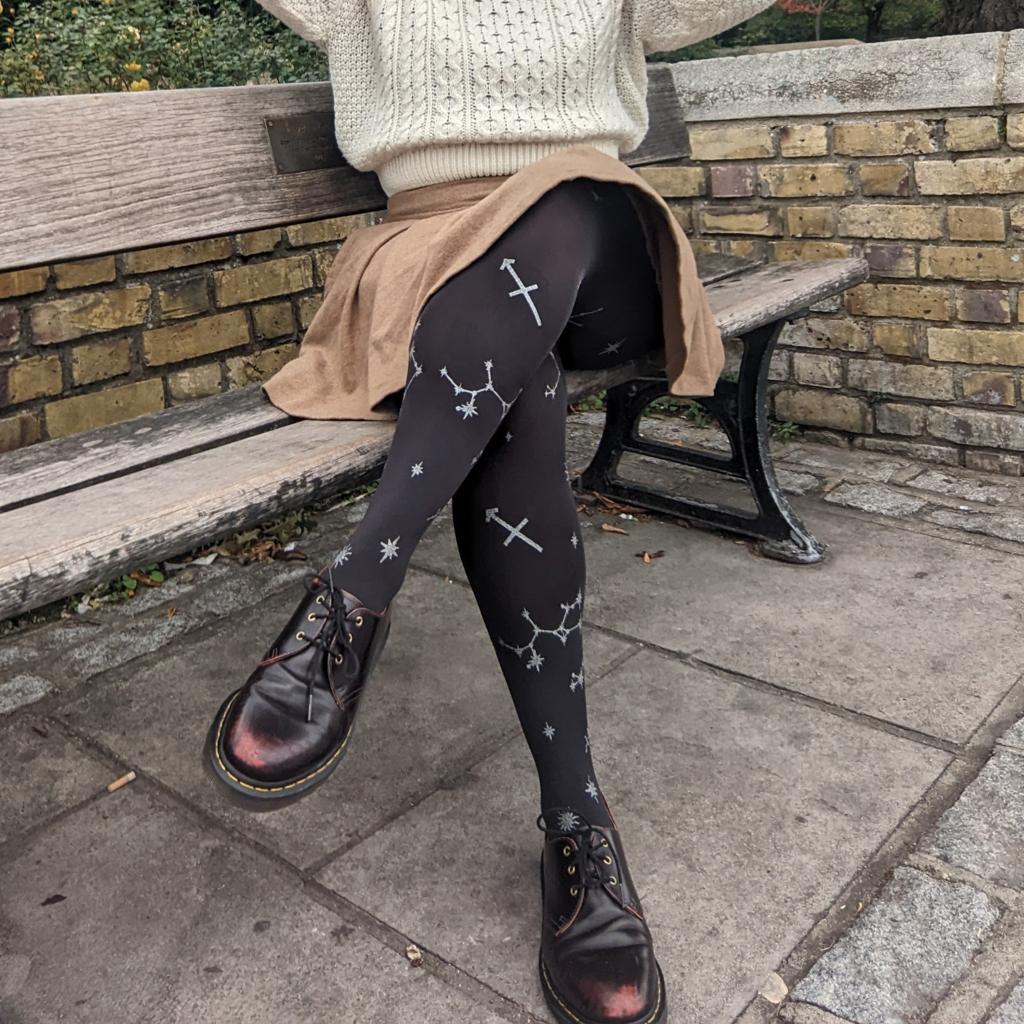 Footless Cotton Patterned Tights – Maison Nathalie