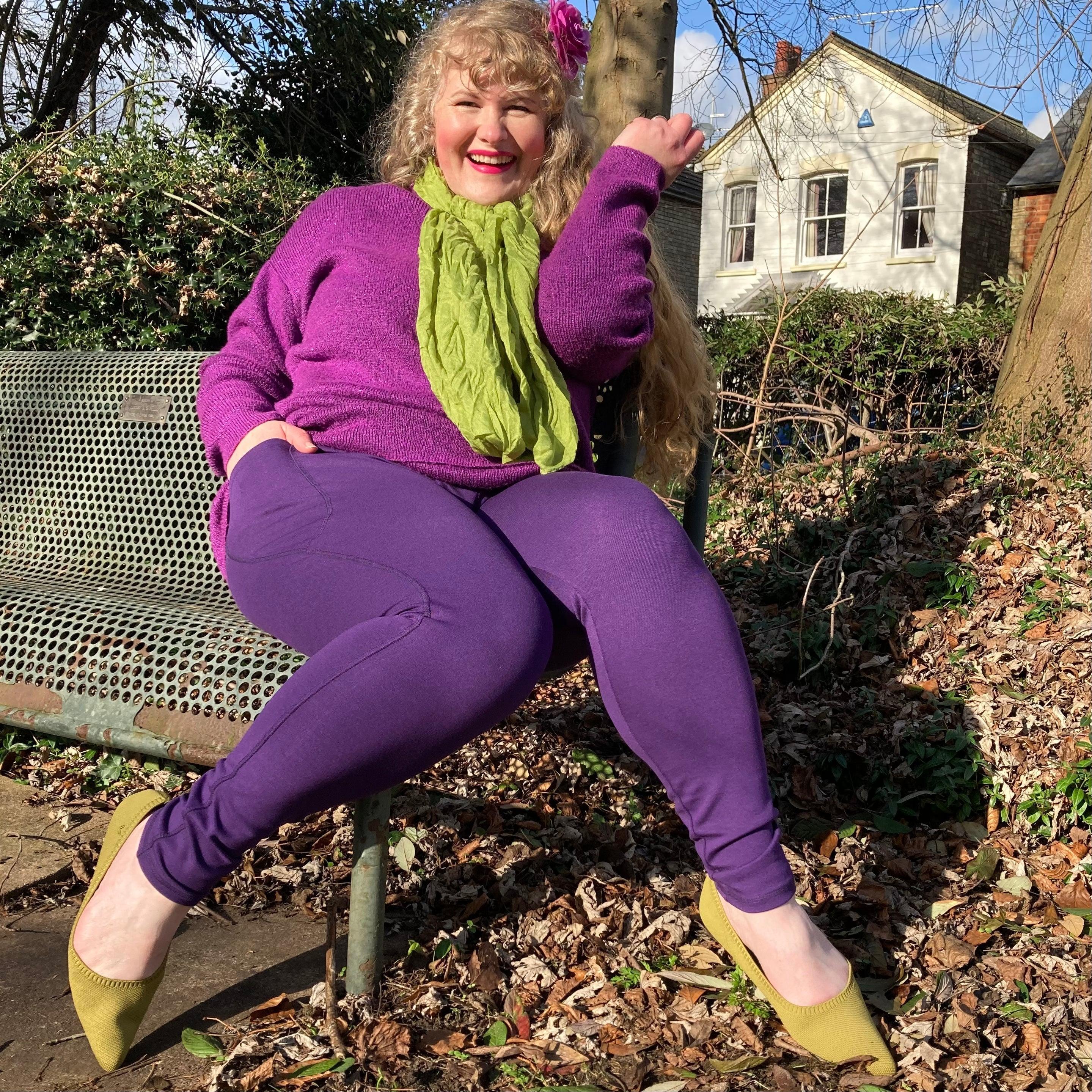 Purple Gym Leggings with Pockets, Squat Proof