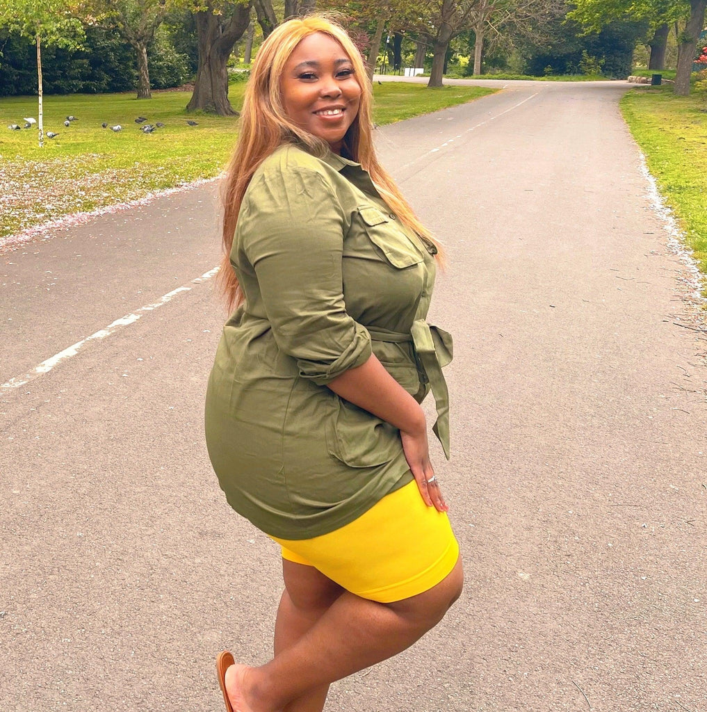 Woman wearing lemon chub rub shorts