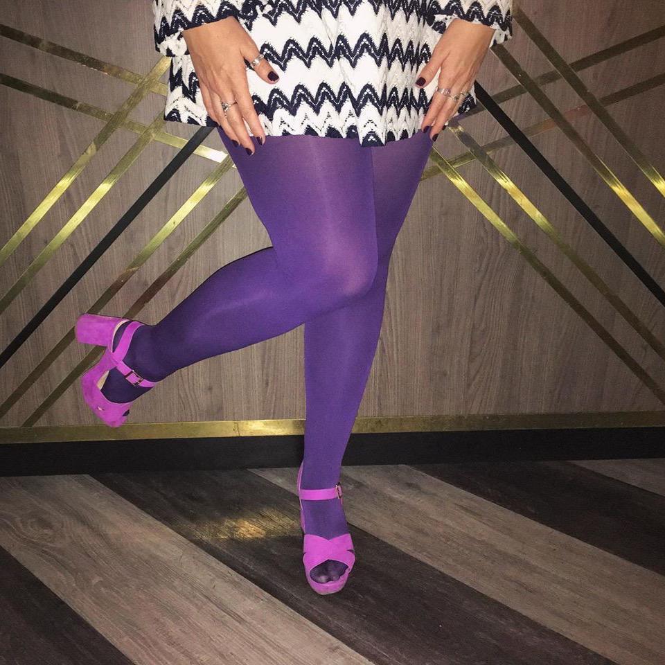 60 denier tights with satin sheen purple Cette