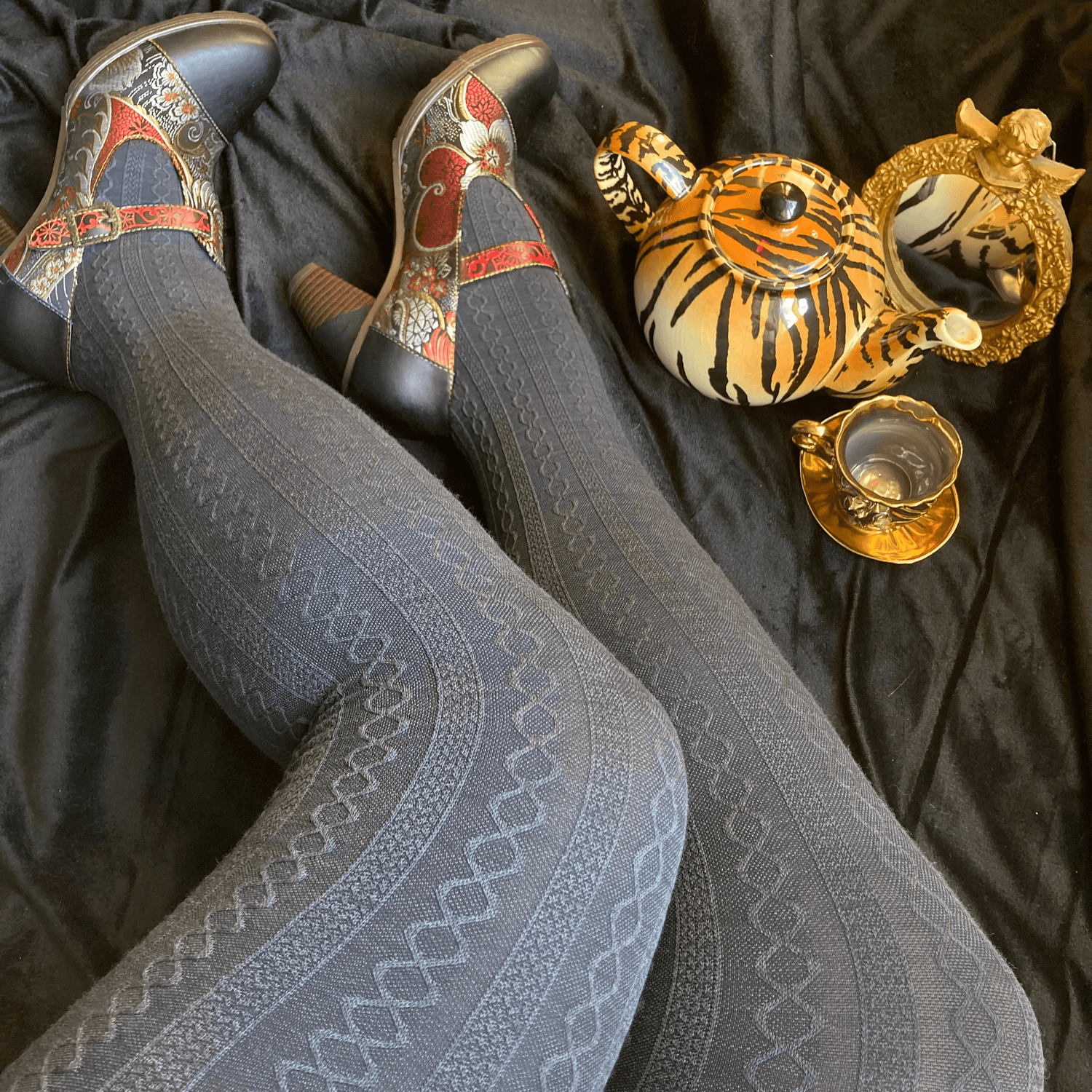 Grannies Merino Wool Tights - Slate Gray