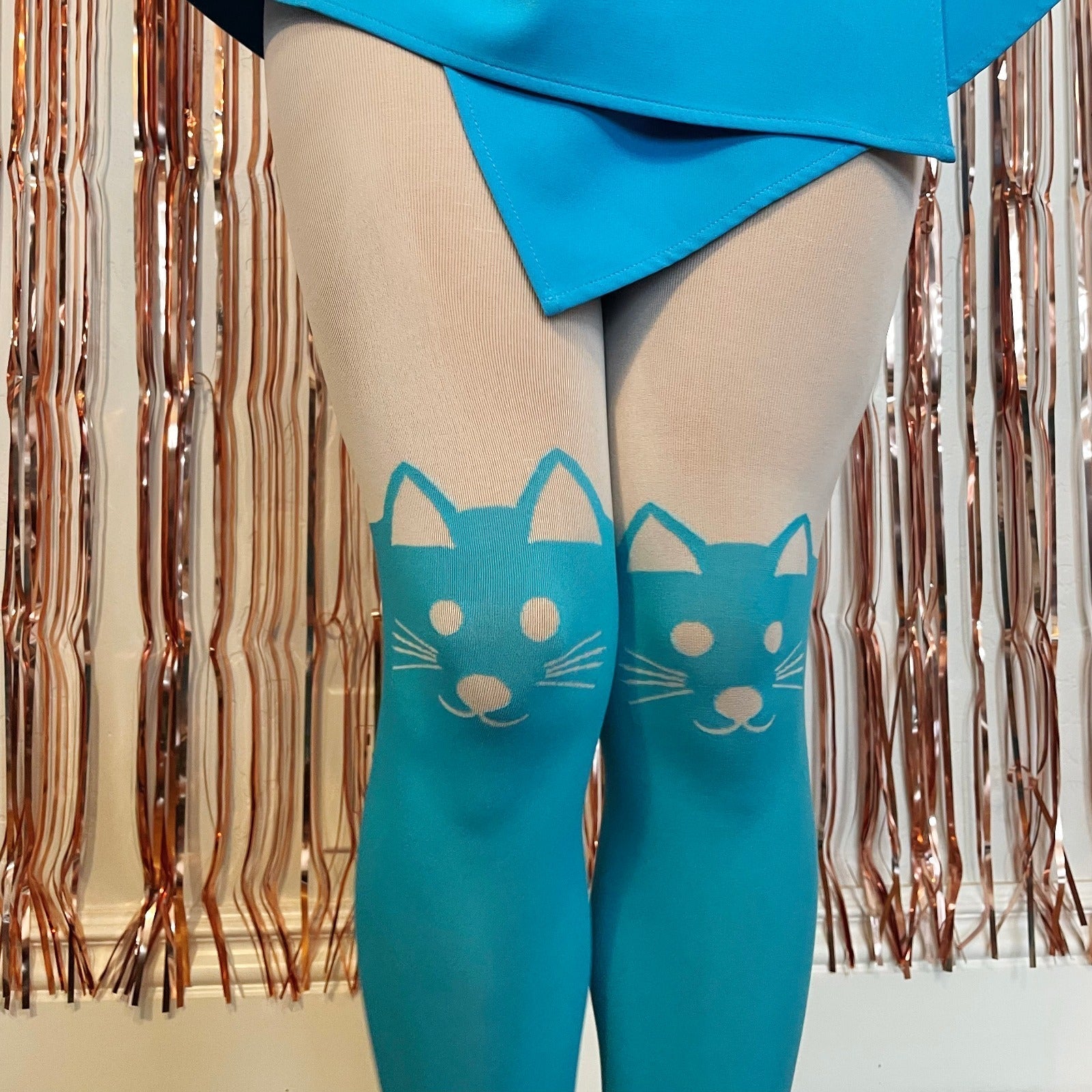 Opaque Cat Tights in Turquoise - Snag – Snag US